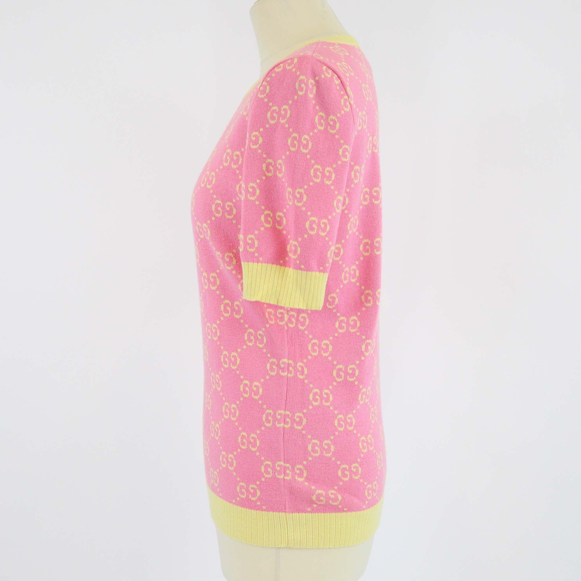 Gucci Pink/Yellow Knit GG Jacquard Tops