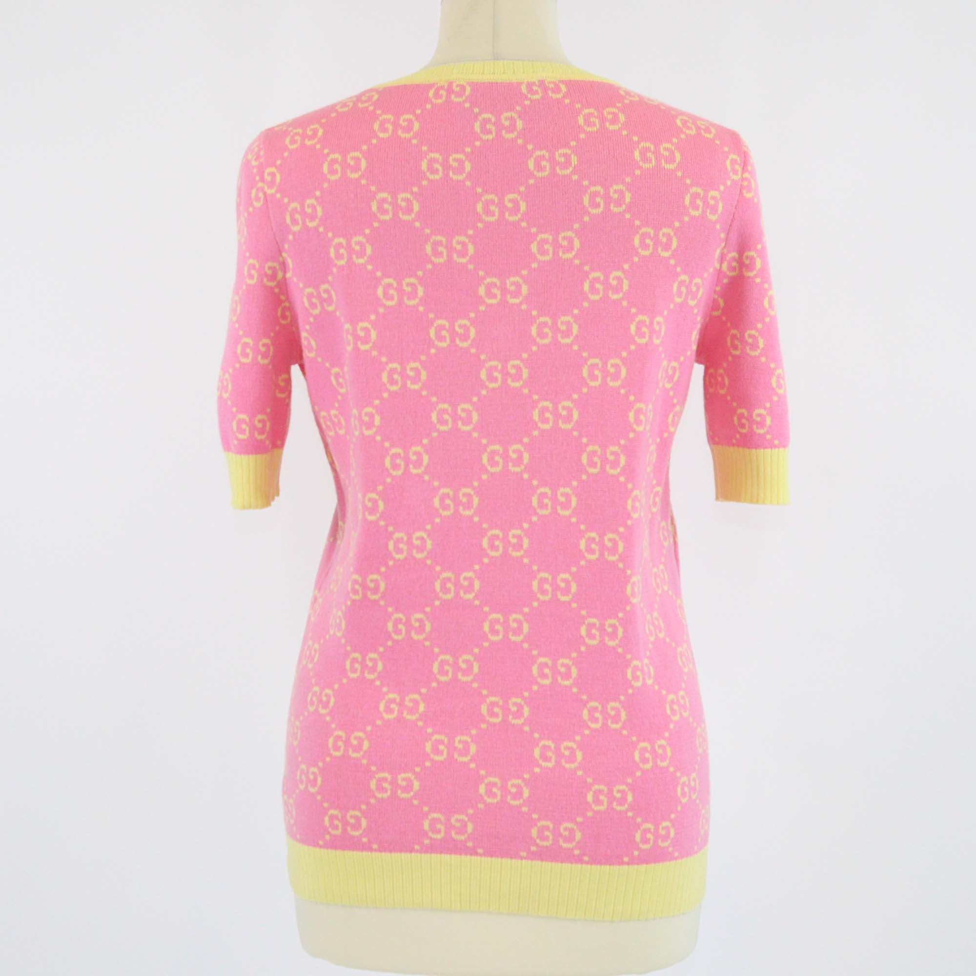 Gucci Pink/Yellow Knit GG Jacquard Tops