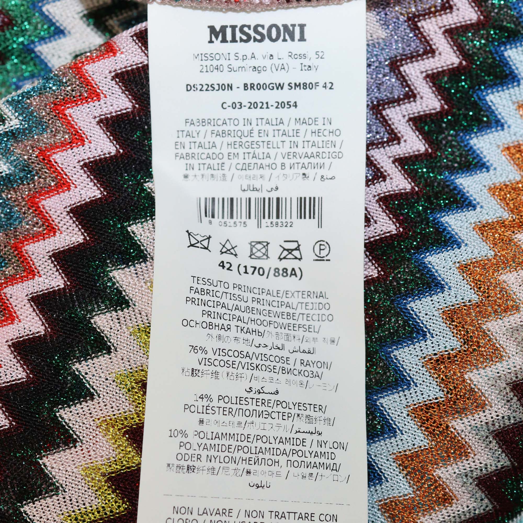 Missoni Multicolor Geometric Pattern Knit Blend Long Sleeve Shirt