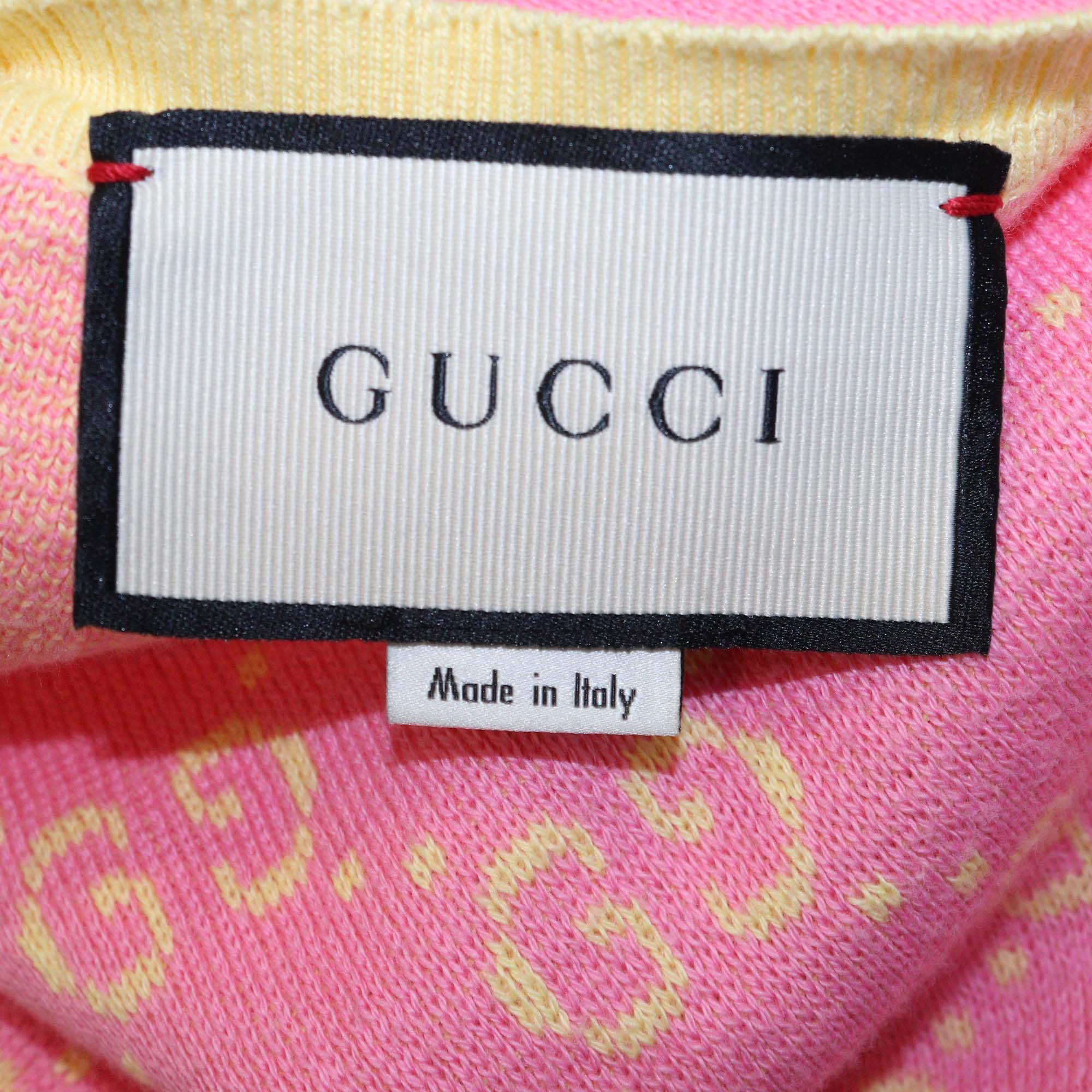 Gucci Pink/Yellow Knit GG Jacquard Tops