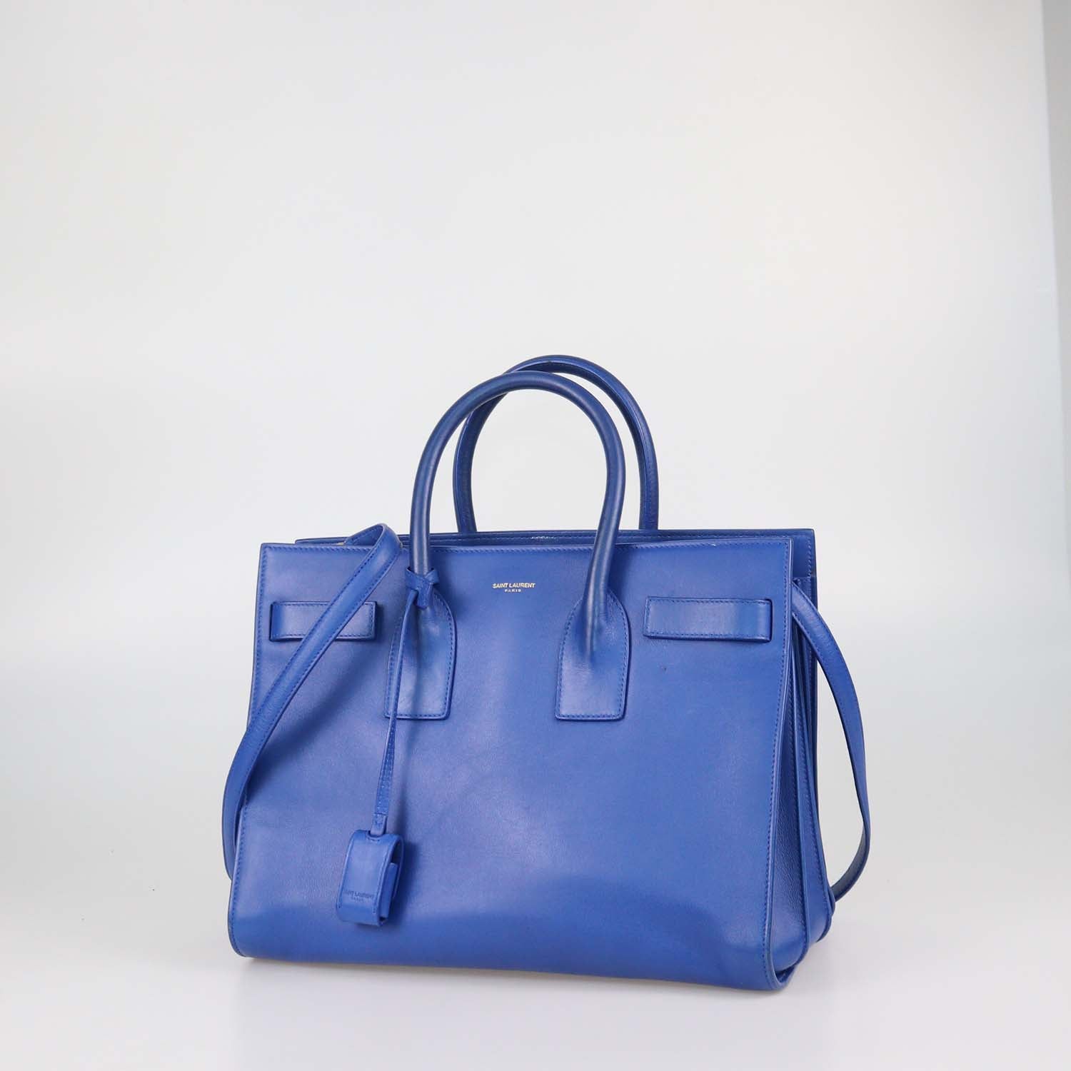 Saint Laurent Blue Leather Small Classic Sac De Jour Tote