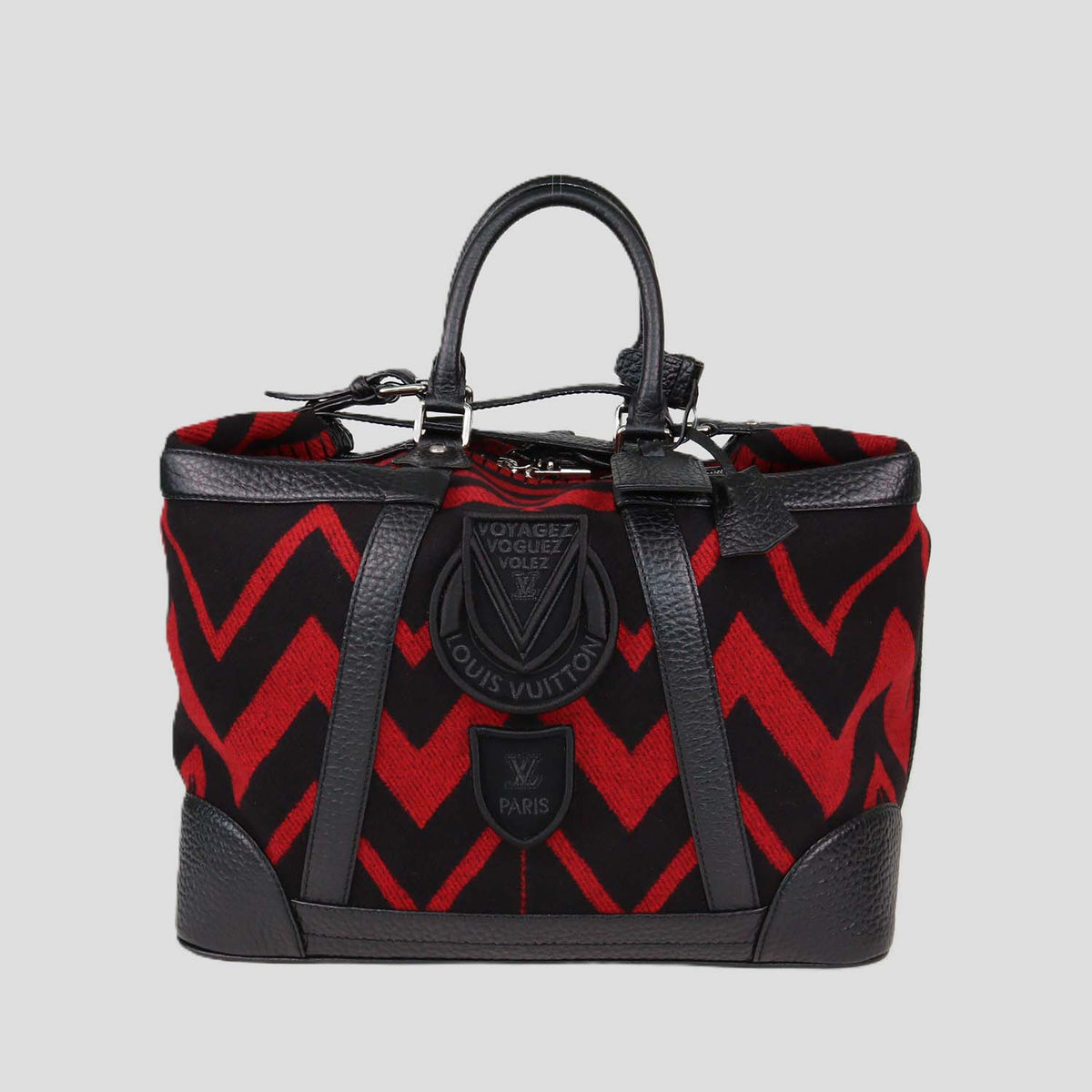 Louis Vuitton Black, Red Leather and Wool Grimaud Vail Blanket Bag