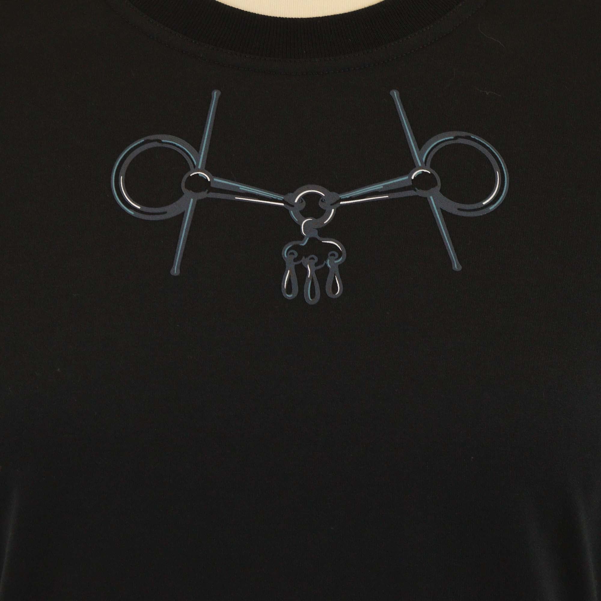 Hermes Black Cotton Cartouche Mors T-Shirt