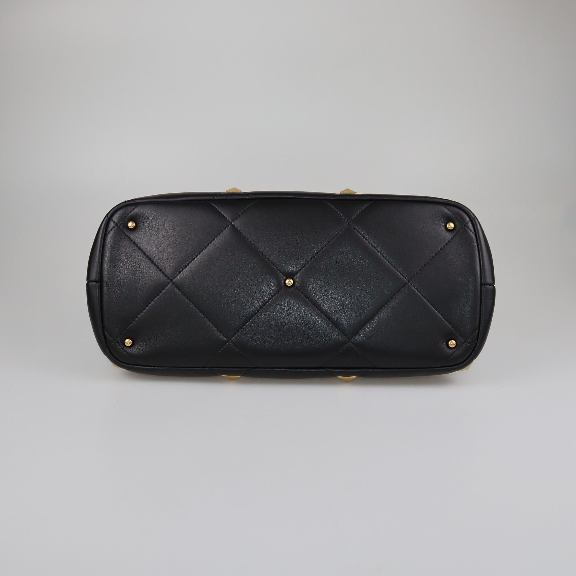 Valentino Black Quilted Large Roman Stud The Handle Bag Womens Valentino