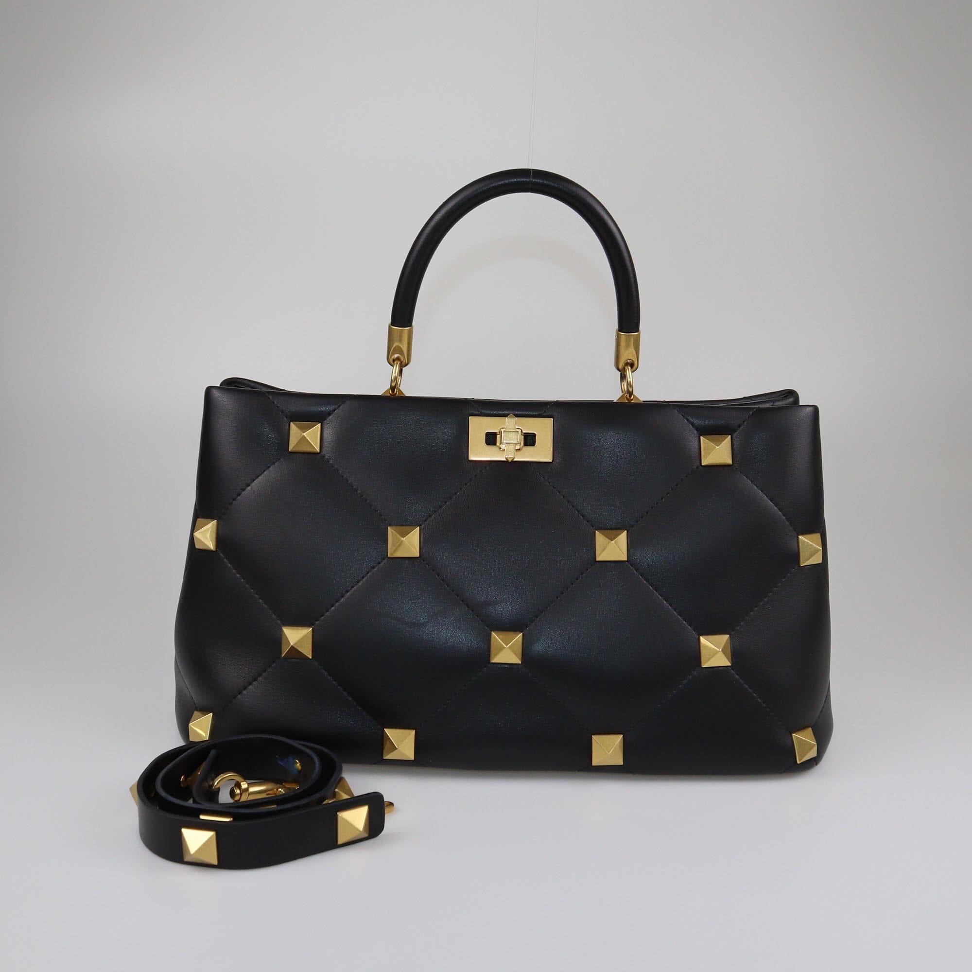 Valentino Black Quilted Large Roman Stud The Handle Bag Womens Valentino