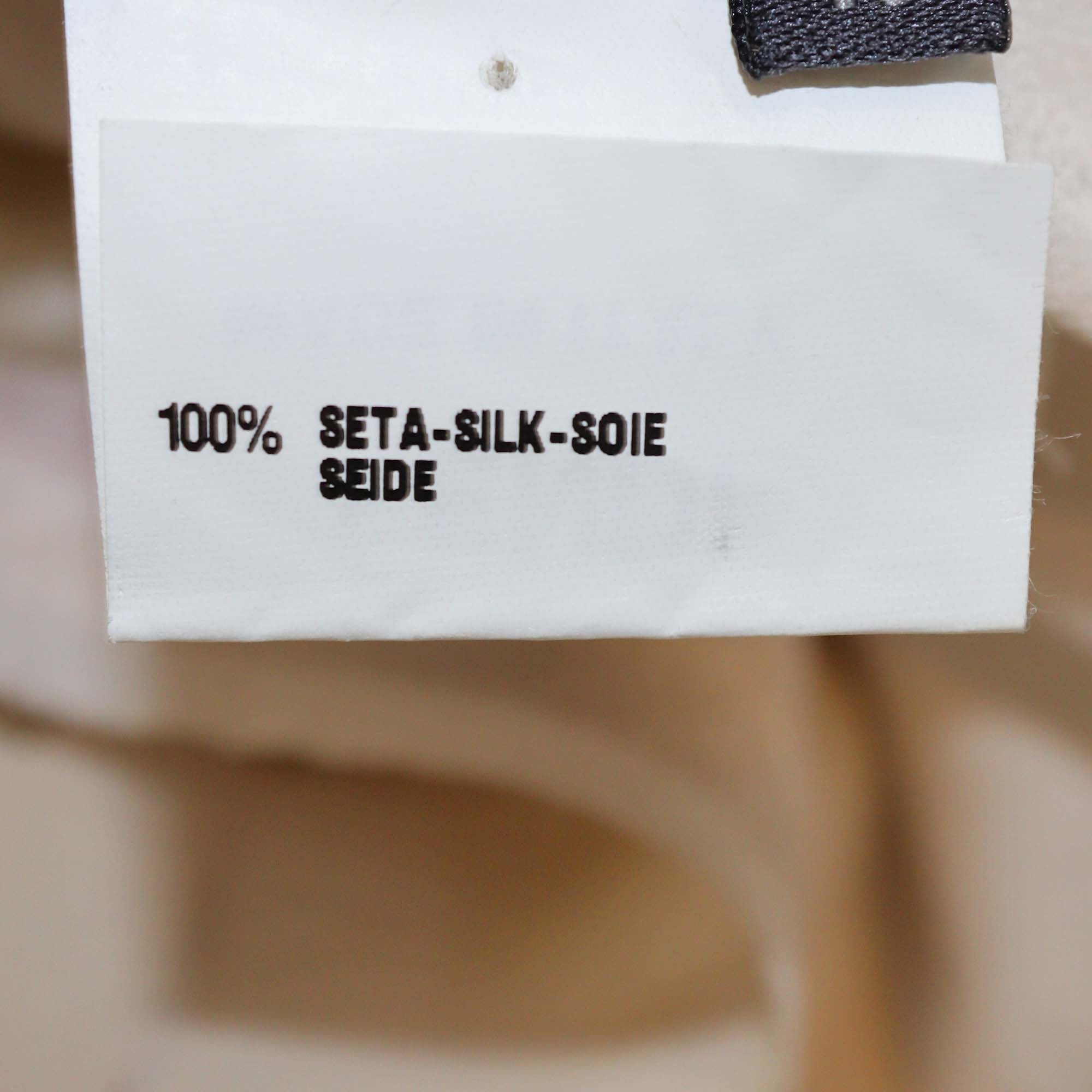 Fendi Light Beige Floral Print Silk Drawstring Long Sleeve Blouse