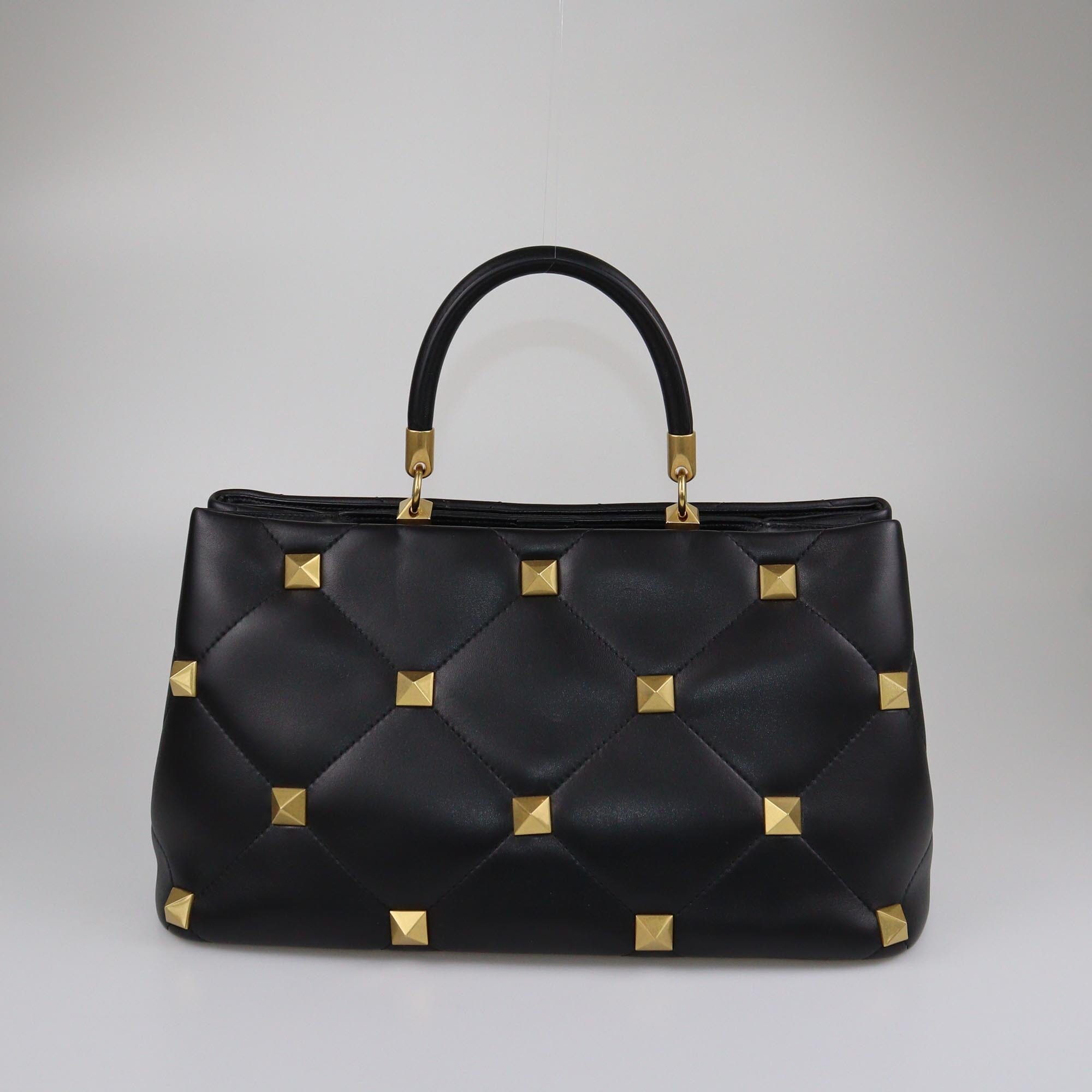 Valentino Black Quilted Large Roman Stud The Handle Bag Womens Valentino