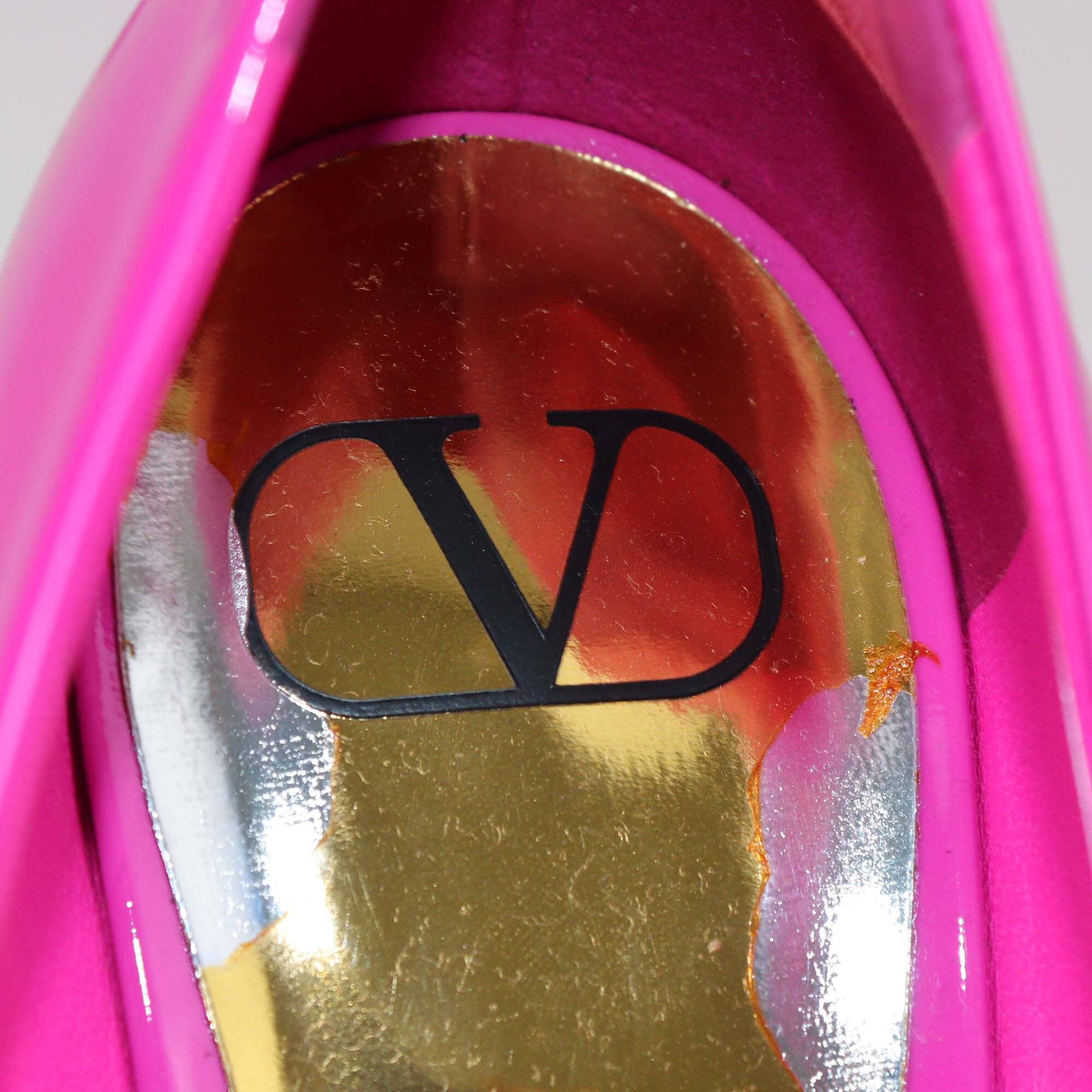 Valentino Pink Patent One Stud Pumps Womens Valentino