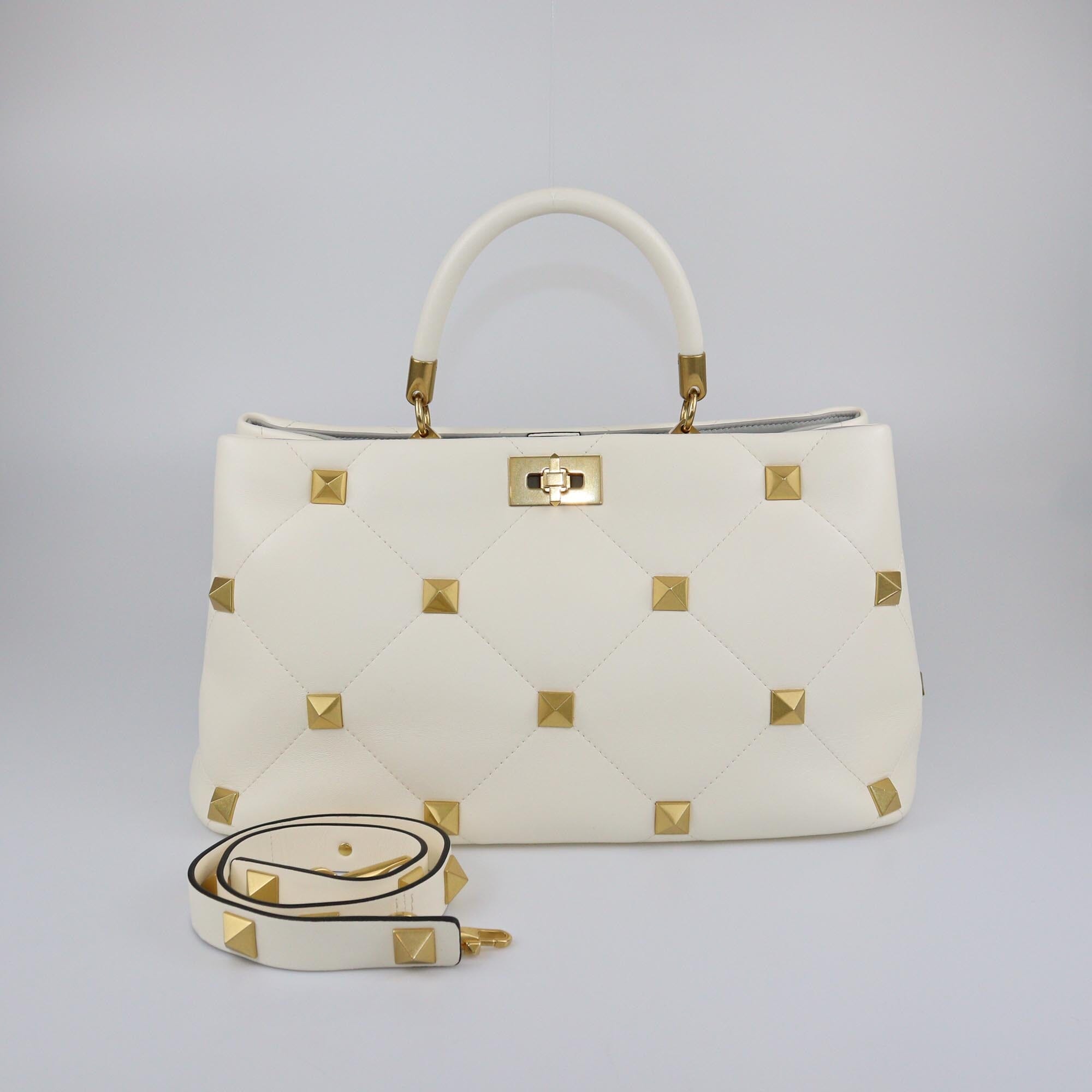 Valentino Ivory Quilted Large Roman Stud The Handle Bag Womens Valentino
