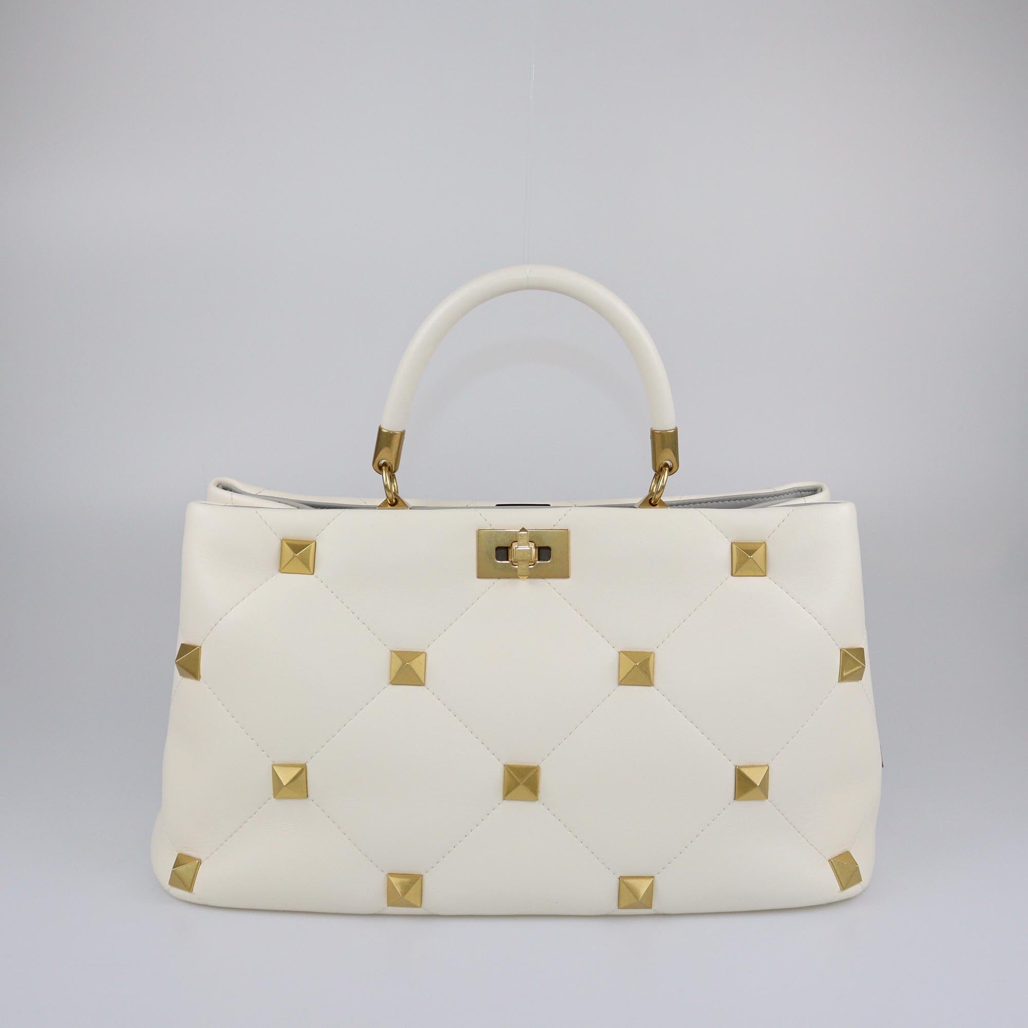 Valentino Ivory Quilted Large Roman Stud The Handle Bag Womens Valentino