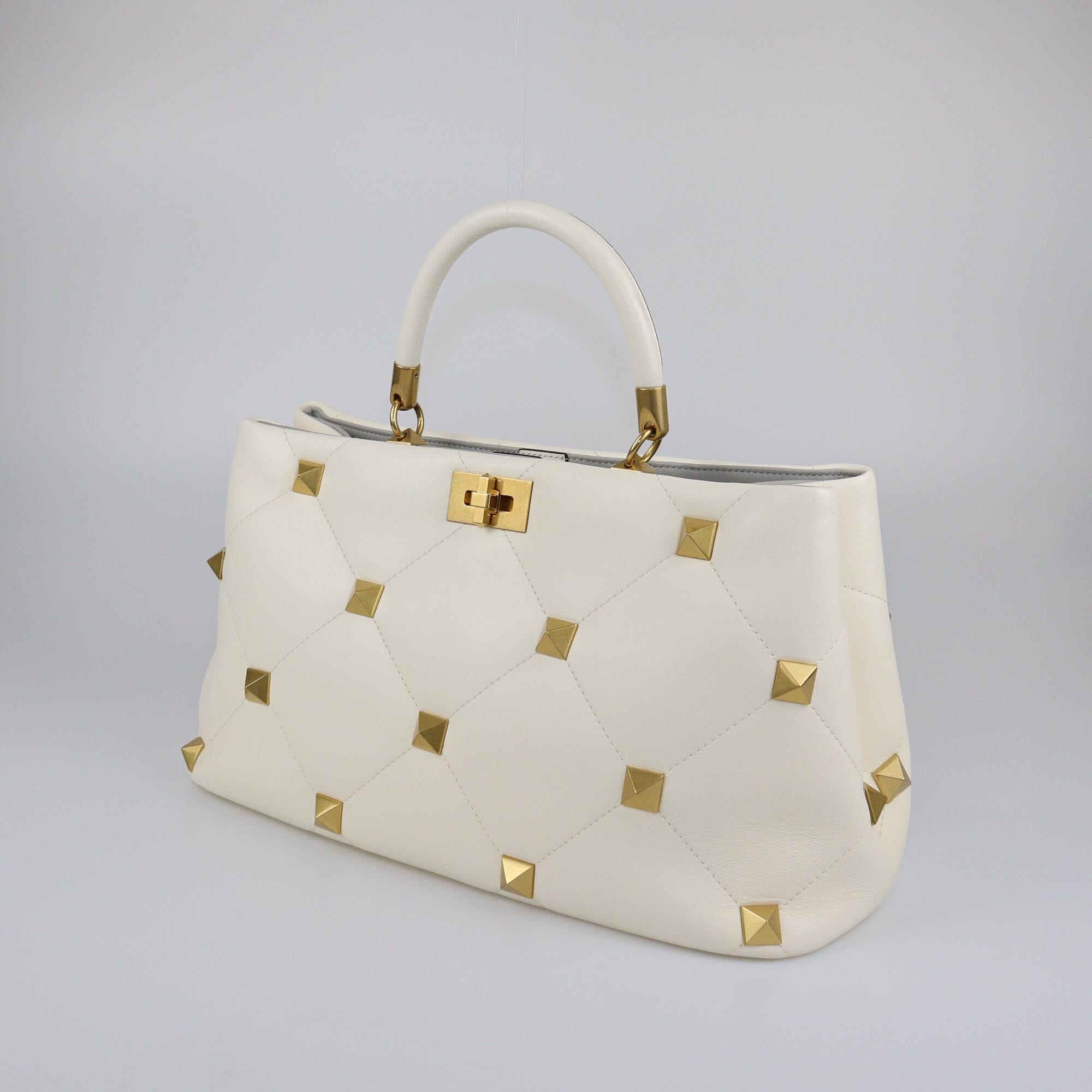 Valentino Ivory Quilted Large Roman Stud The Handle Bag Womens Valentino