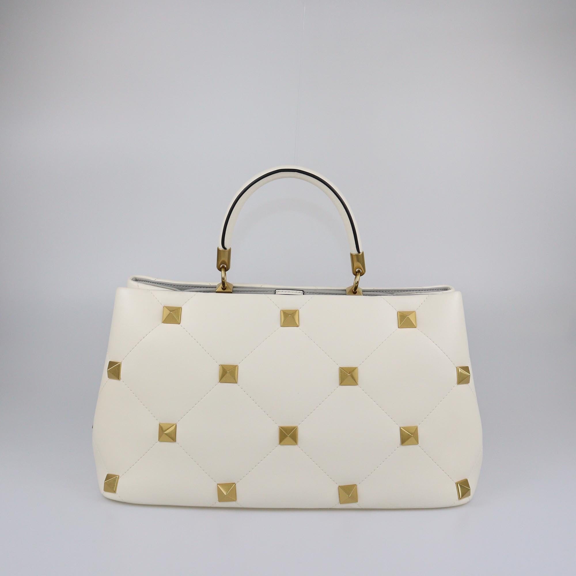 Valentino Ivory Quilted Large Roman Stud The Handle Bag Womens Valentino