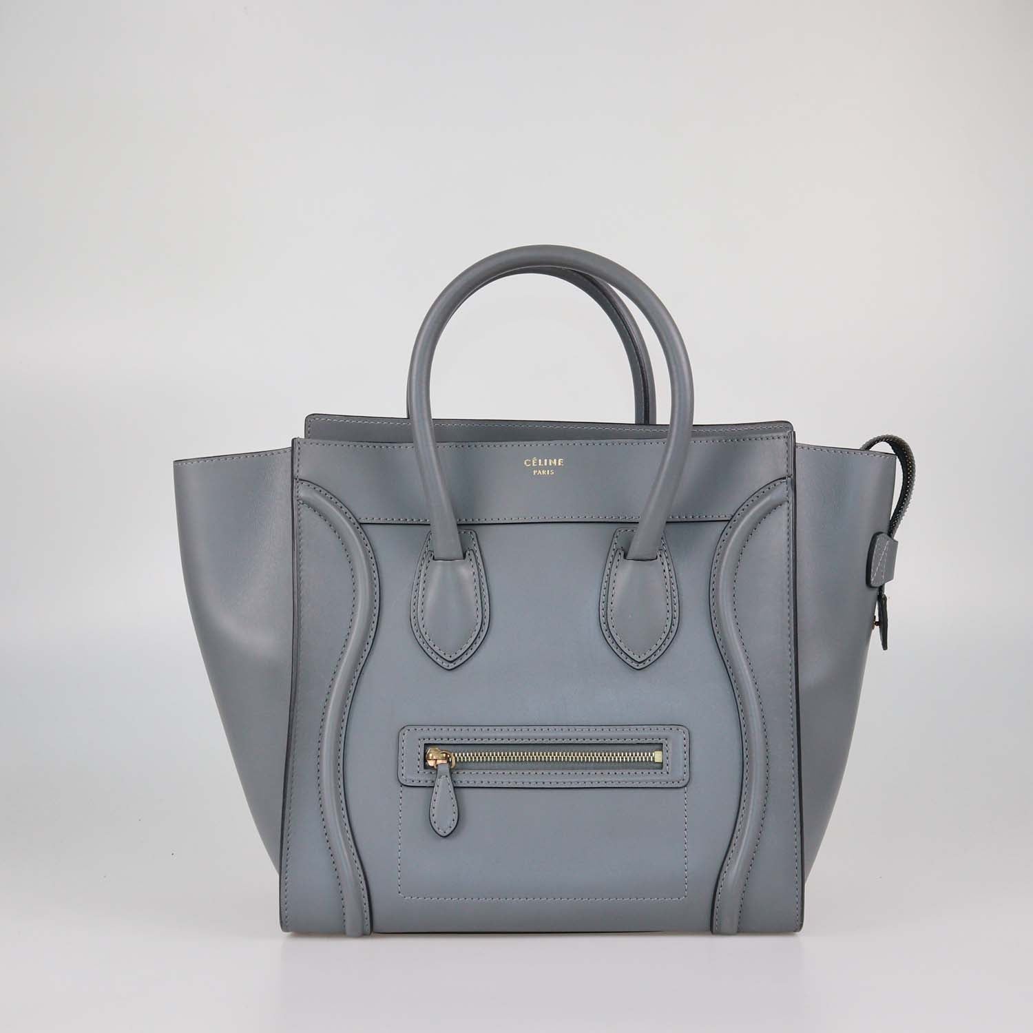 Celine Grey Leather Mini Luggage Tote