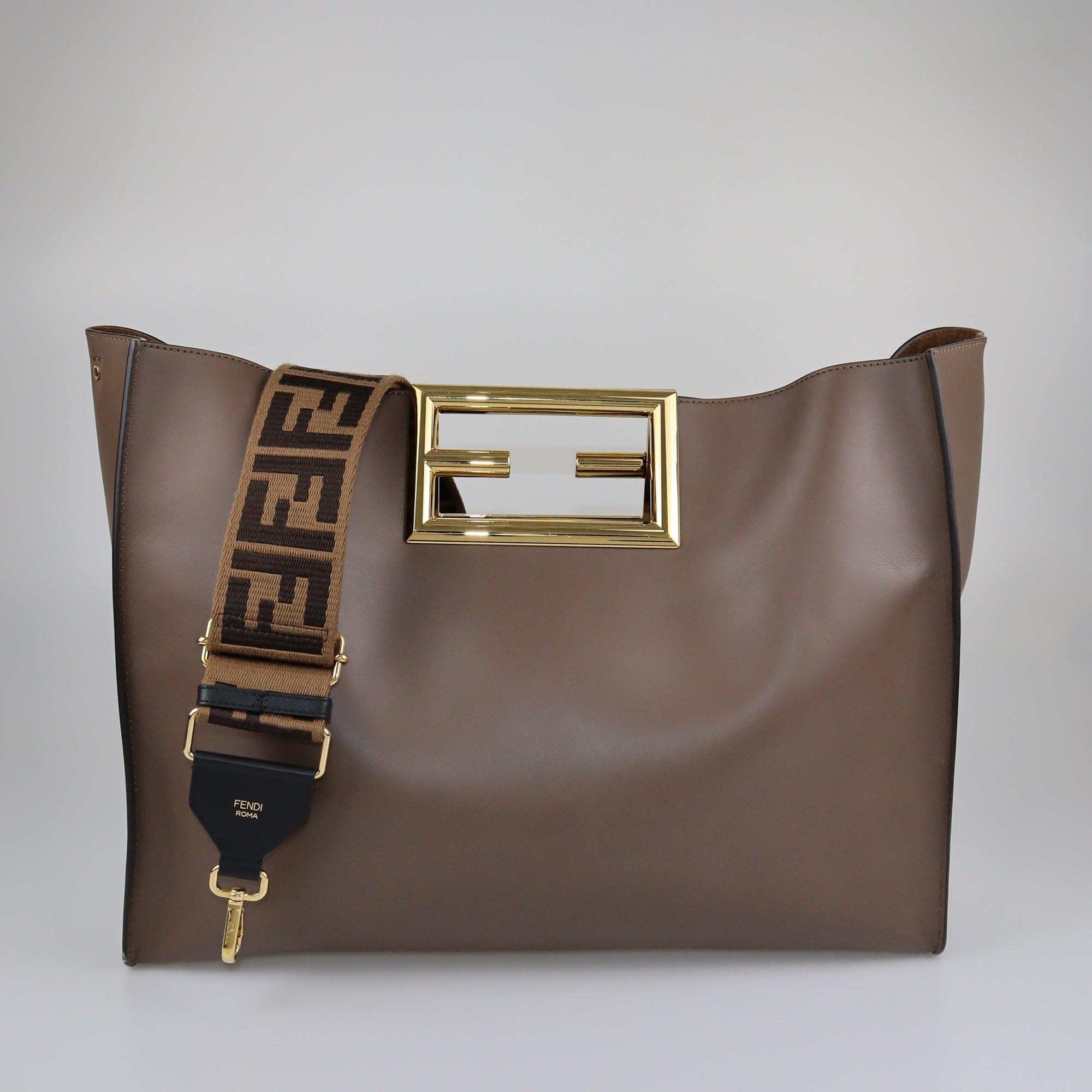 Fendi Dark Beige Large Way Tote Womens Fendi