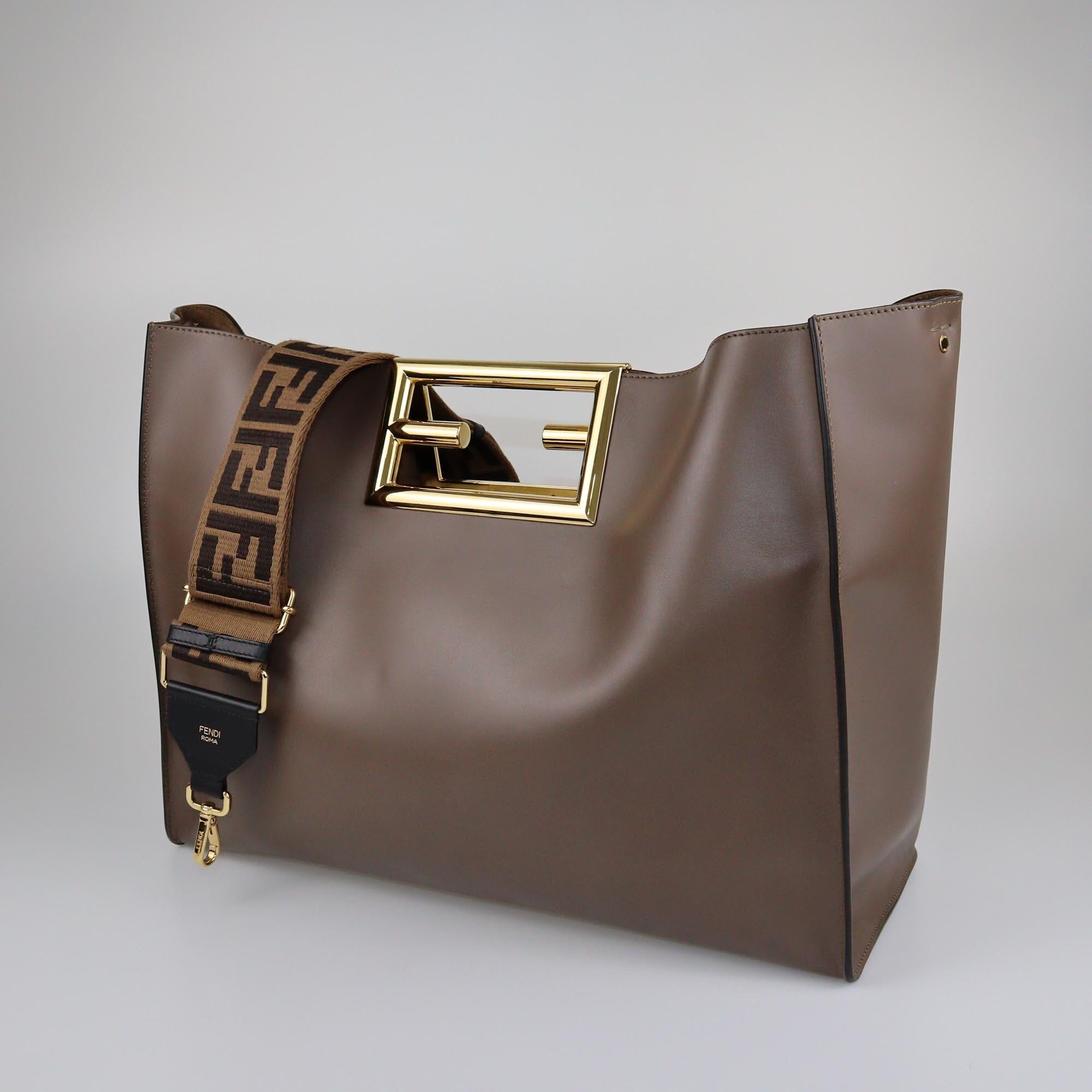 Fendi Dark Beige Large Way Tote Womens Fendi