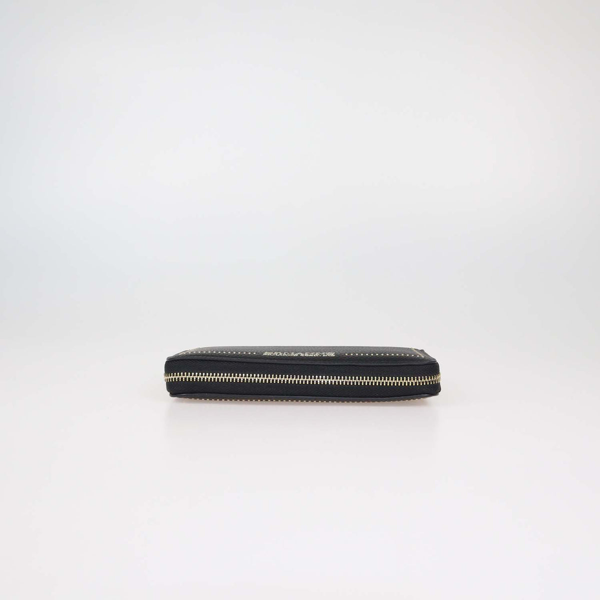 Ermano Scervino Black Faux Leather Studded Zip Around Wallet