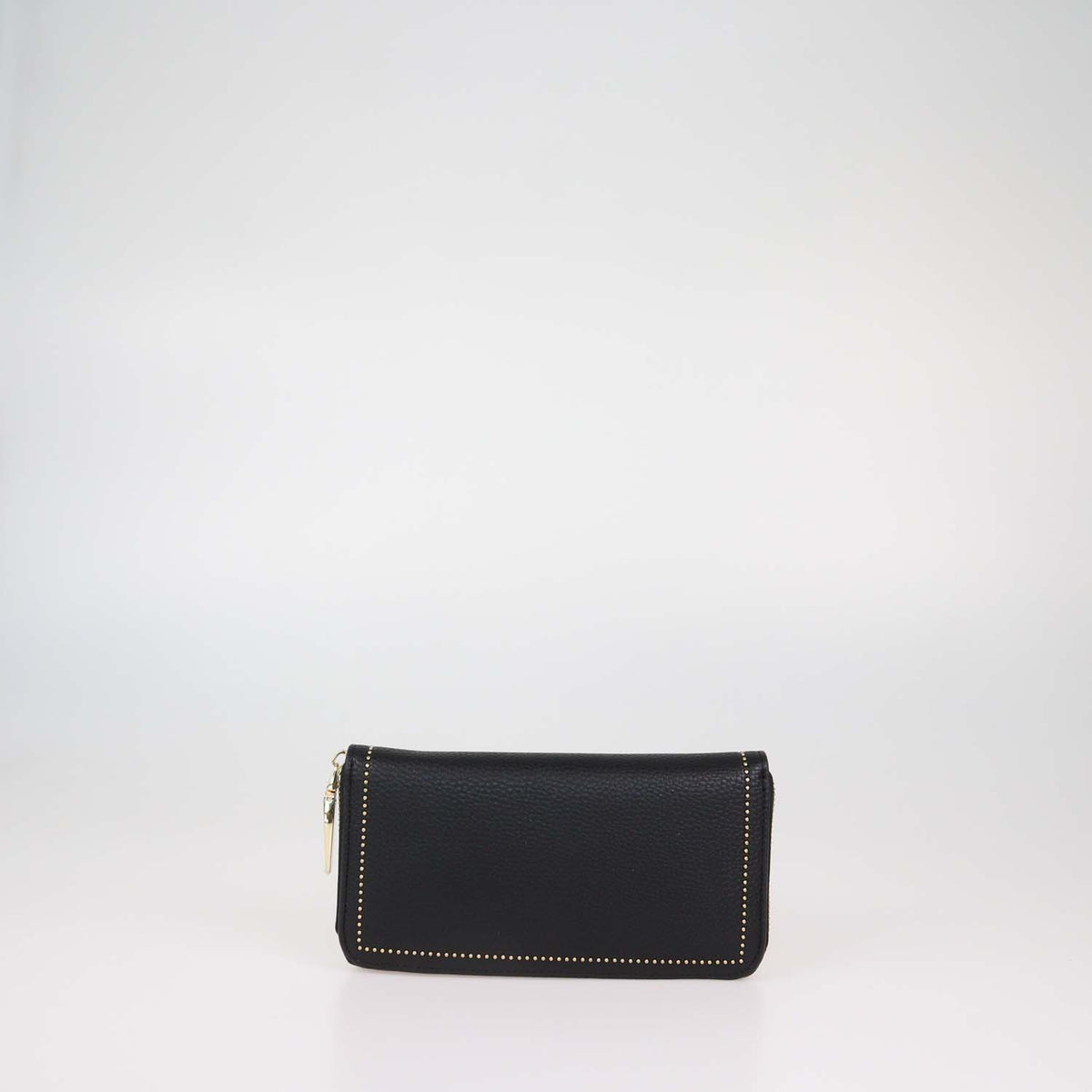 Ermano Scervino Black Faux Leather Studded Zip Around Wallet