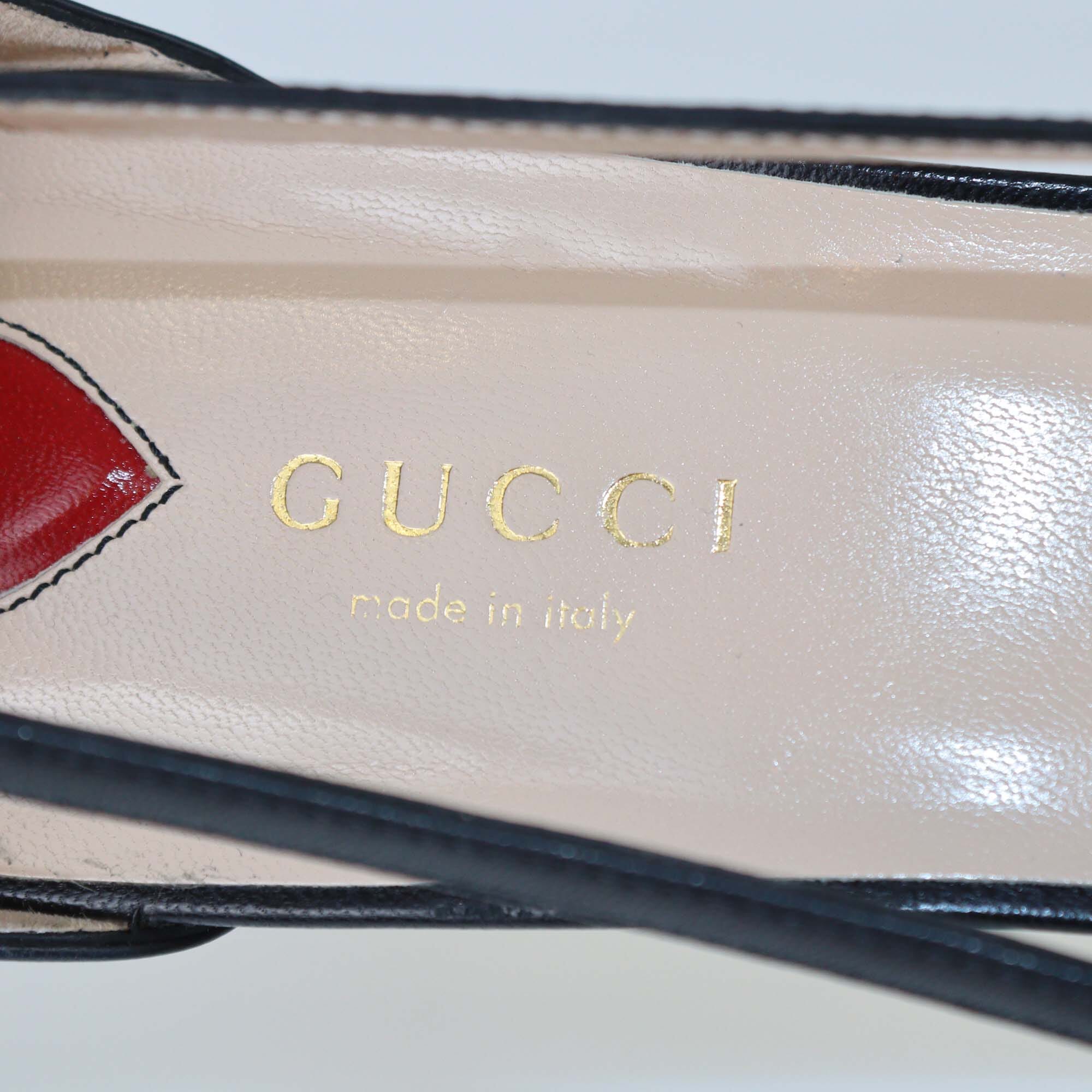 Gucci Black Unia Cherry Pointed Toe Pumps Womens Gucci