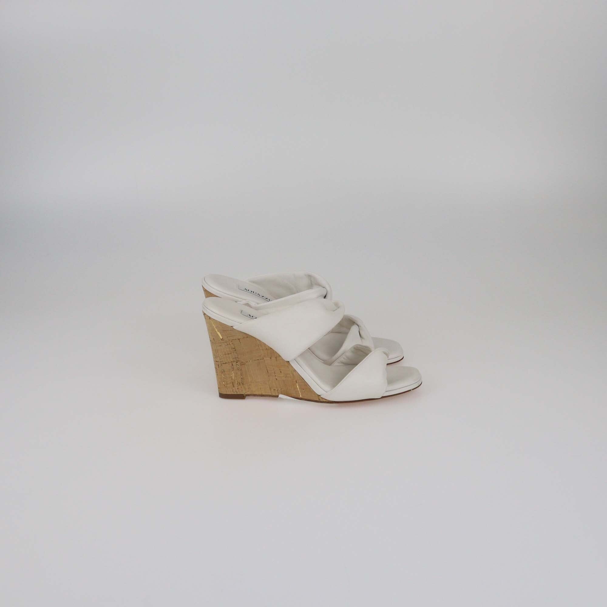 Aquazzura White Twist Wedge Sandals Womens Aquazzura