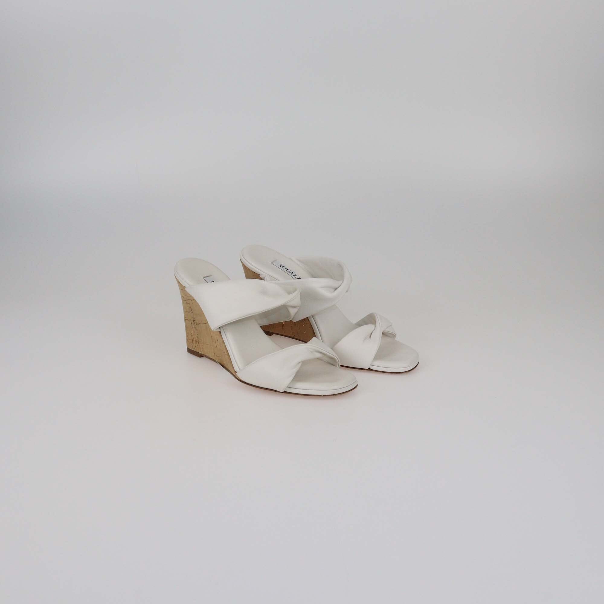 Aquazzura White Twist Wedge Sandals Womens Aquazzura