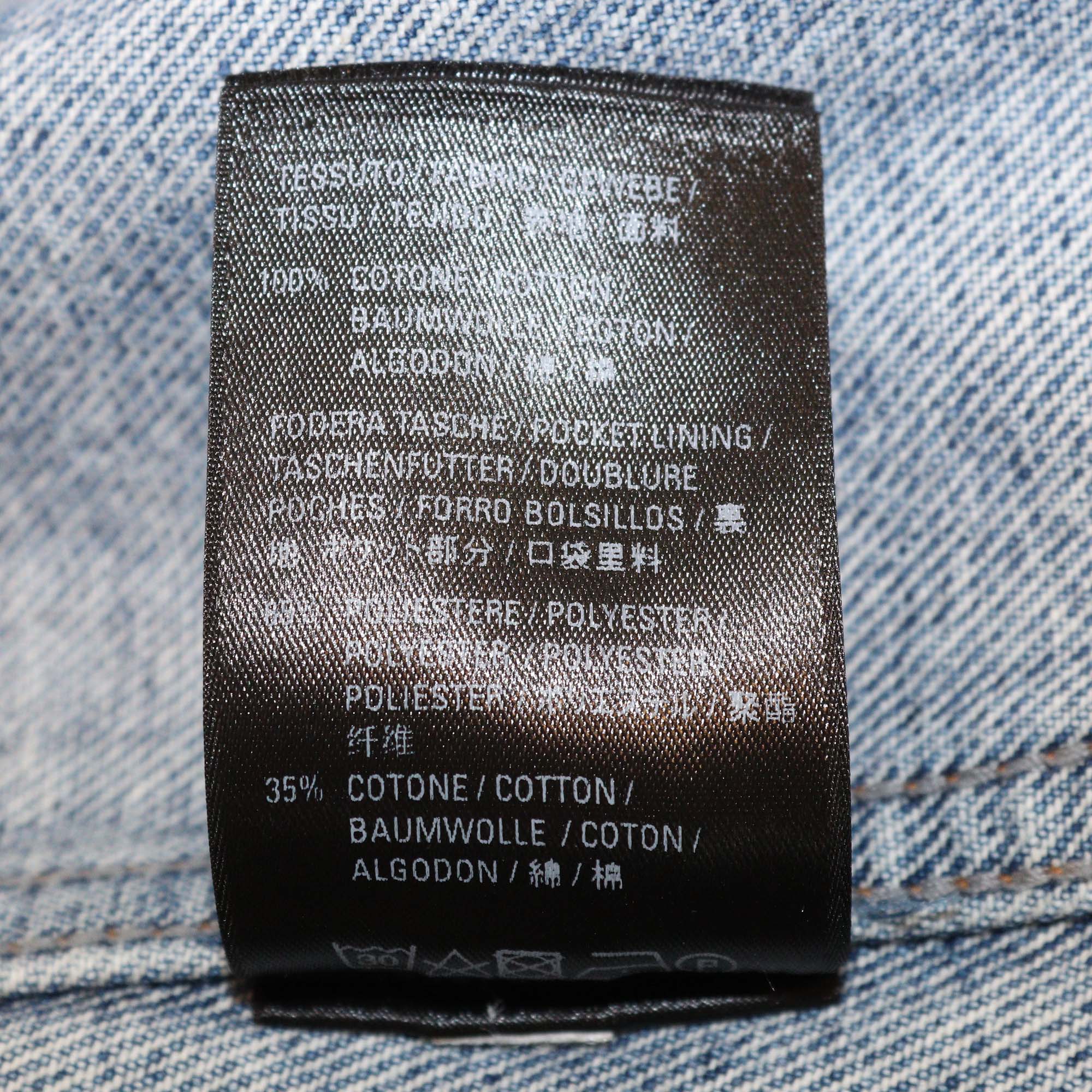 Balenciaga Stone Wash Indigo Denim Large Fit Logo Jacket
