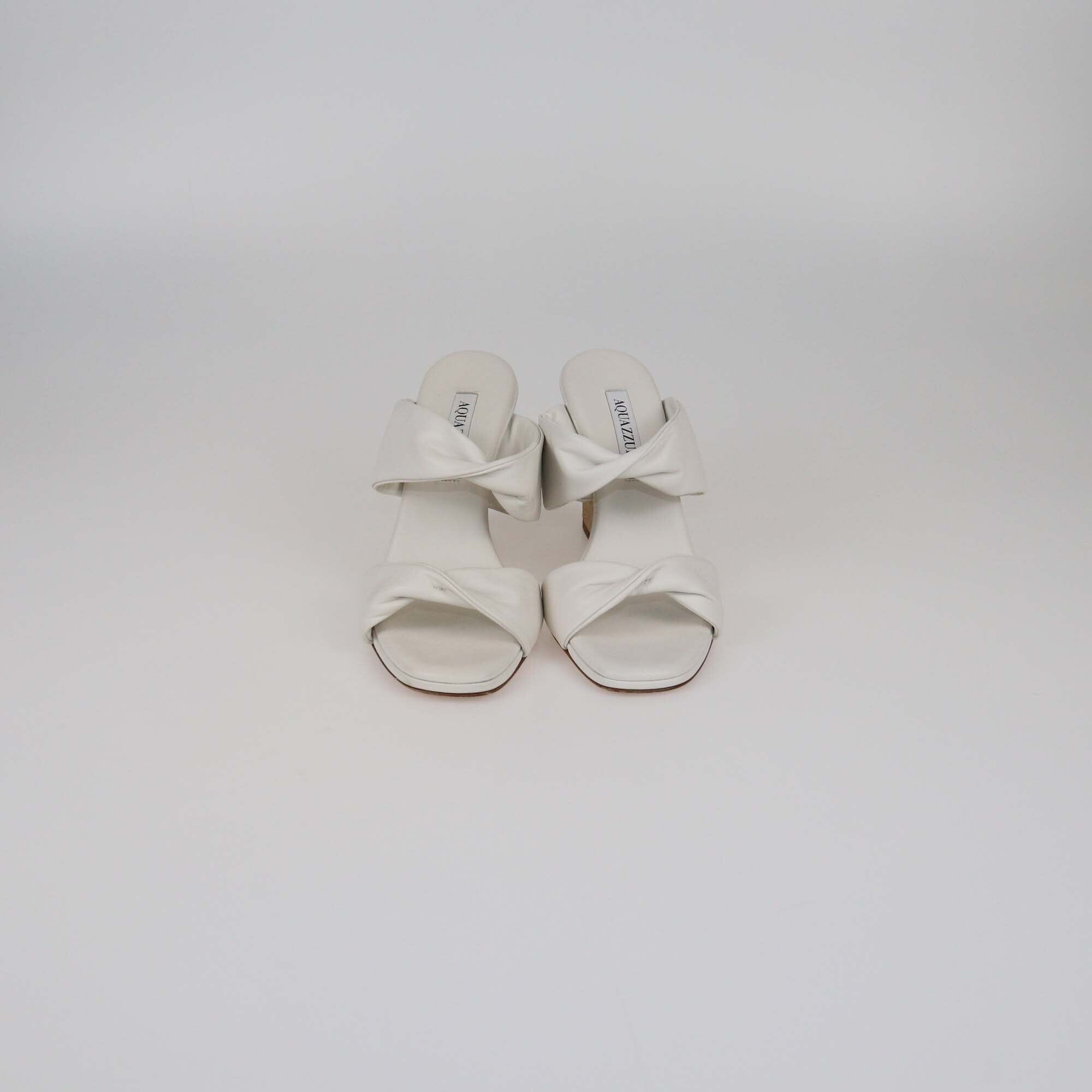 Aquazzura White Twist Wedge Sandals Womens Aquazzura