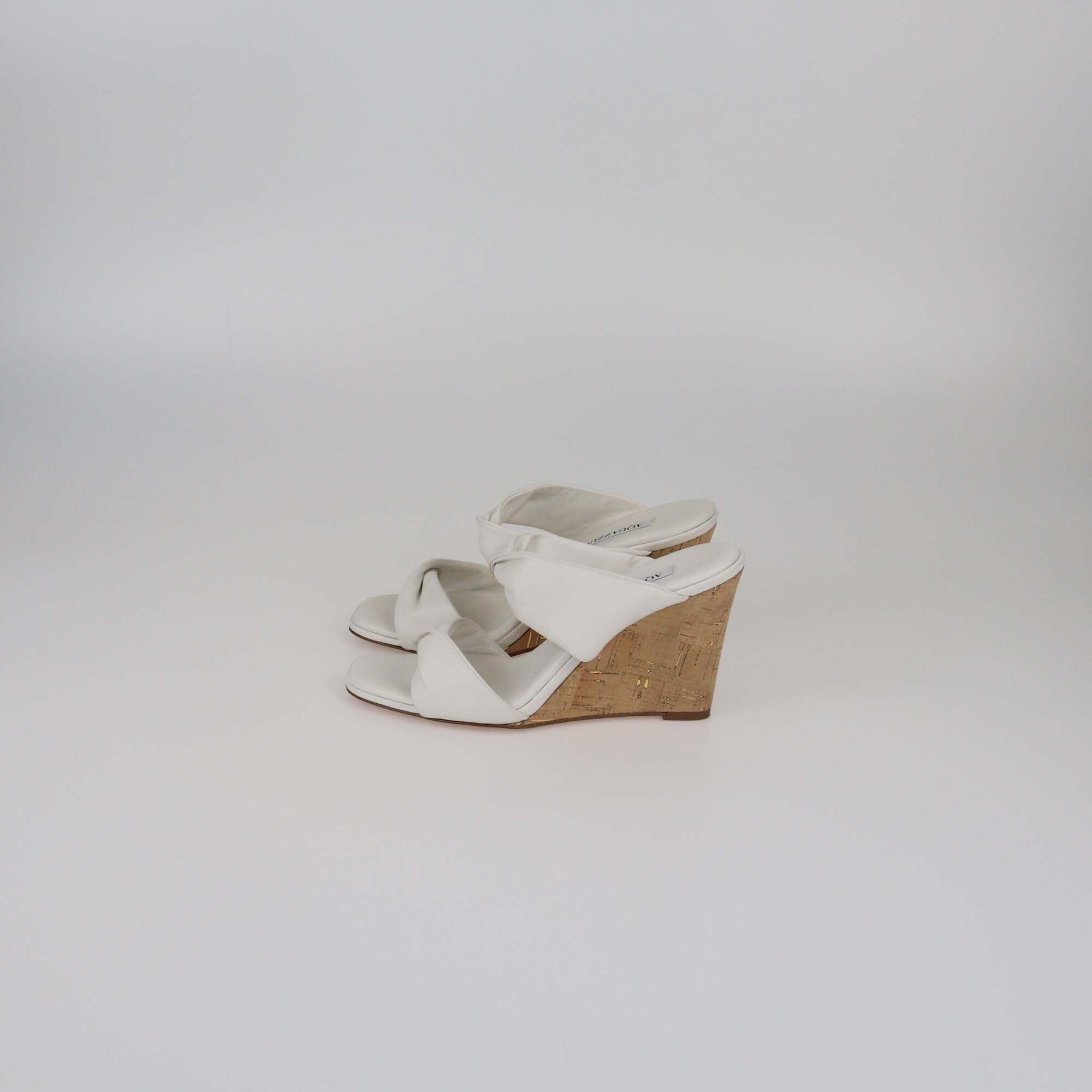 Aquazzura White Twist Wedge Sandals Womens Aquazzura