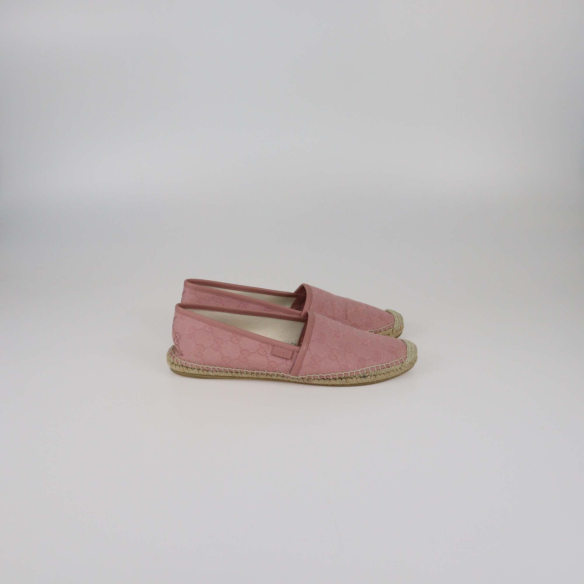 Gucci Pink GG Espadrille Flats Womens Gucci