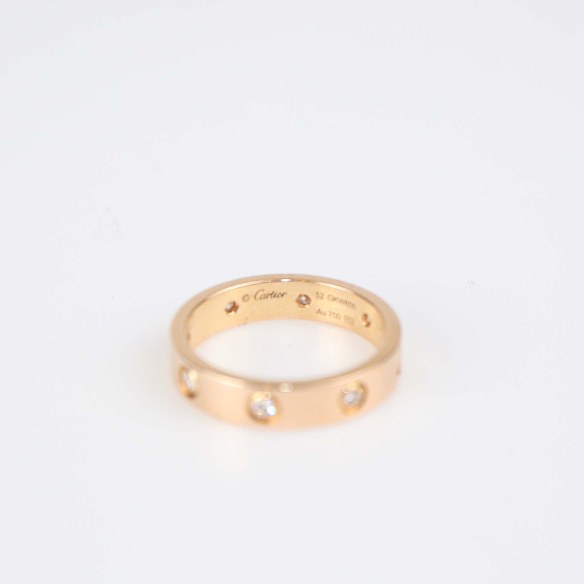 Cartier Love 18K Rose Gold Diamond Ring Size 52