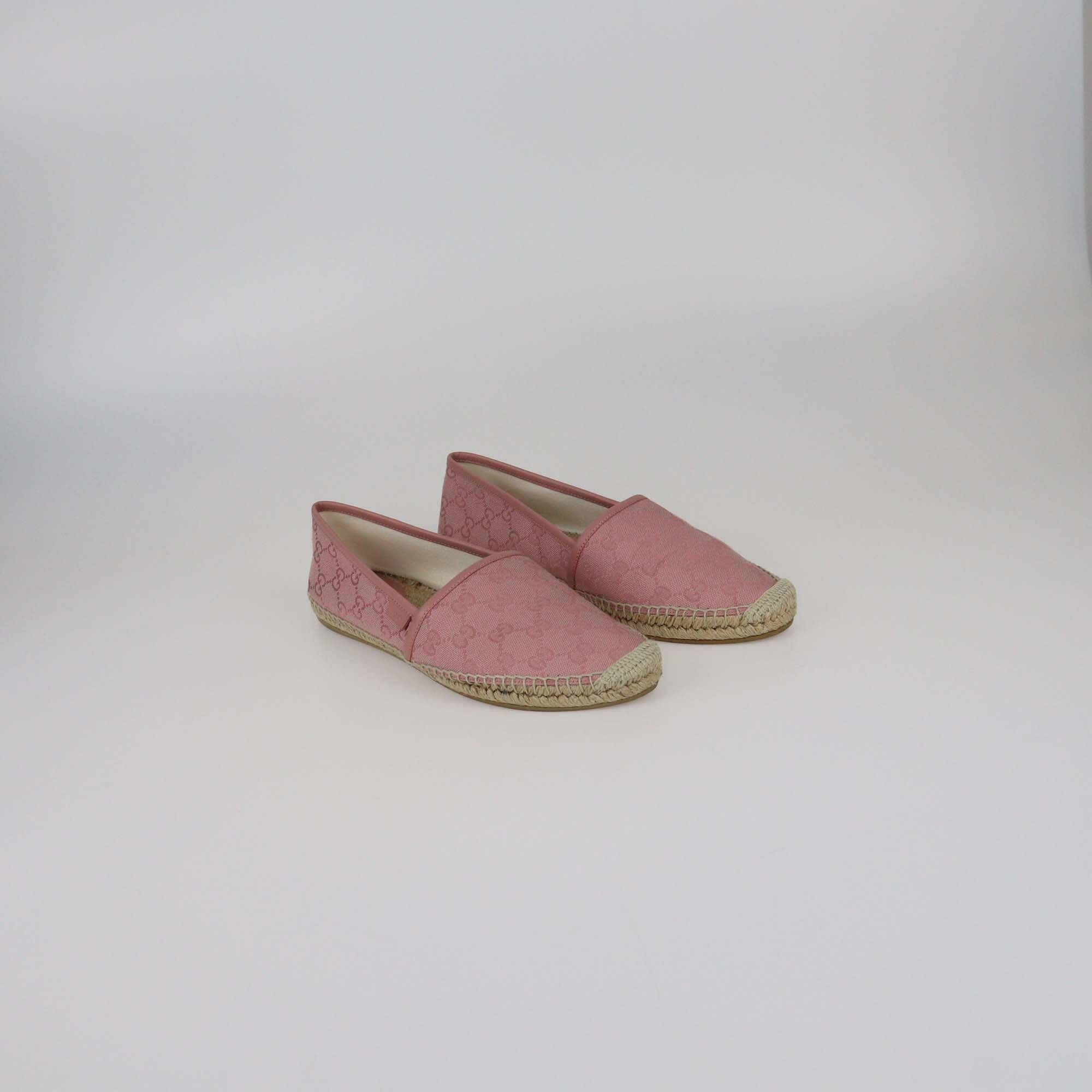 Gucci Pink GG Espadrille Flats Womens Gucci