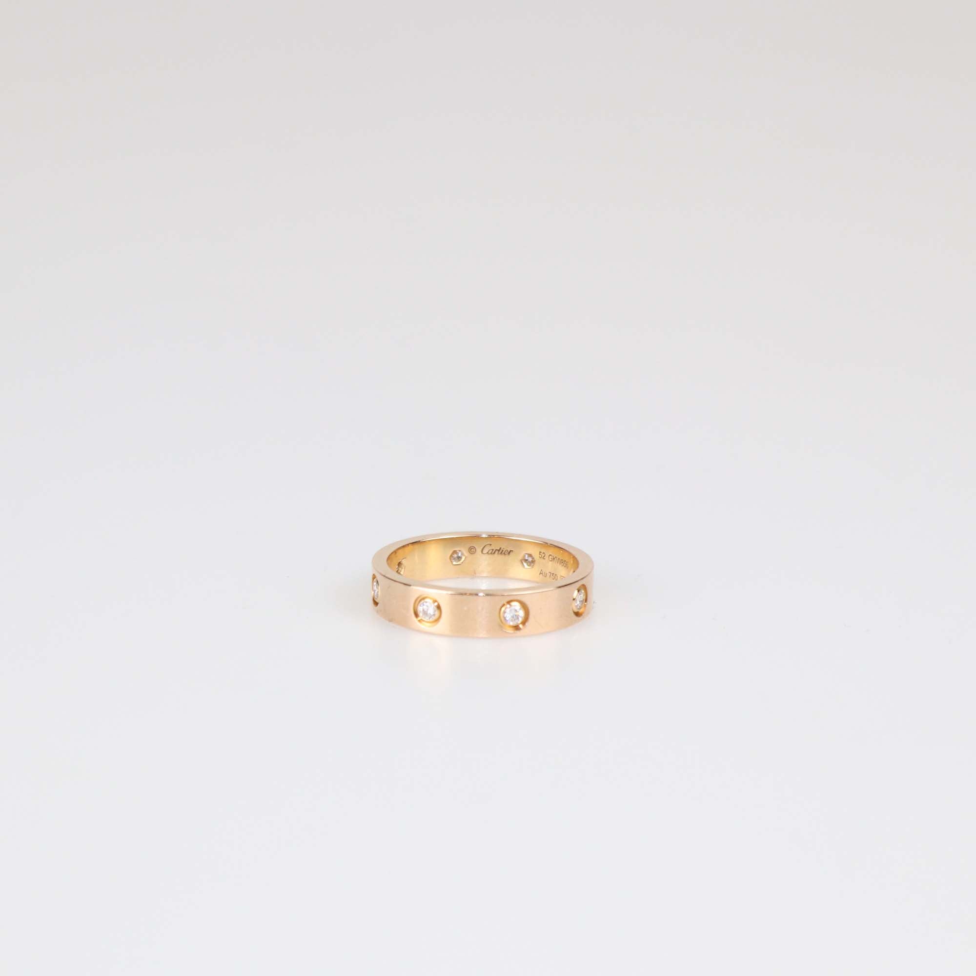 Cartier Love 18K Rose Gold Diamond Ring Size 52