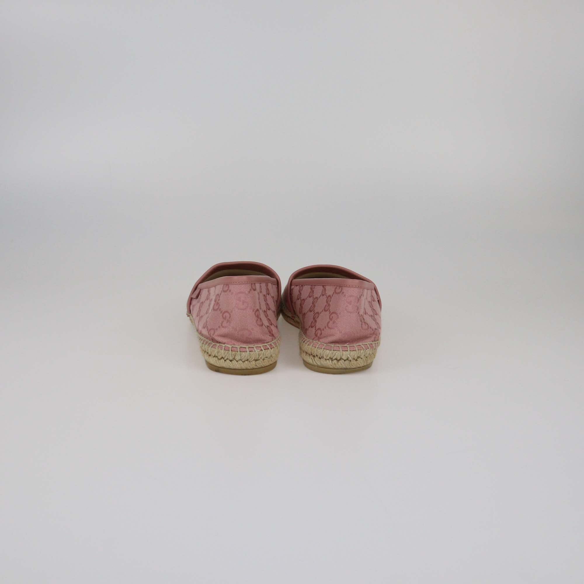 Gucci Pink GG Espadrille Flats Womens Gucci