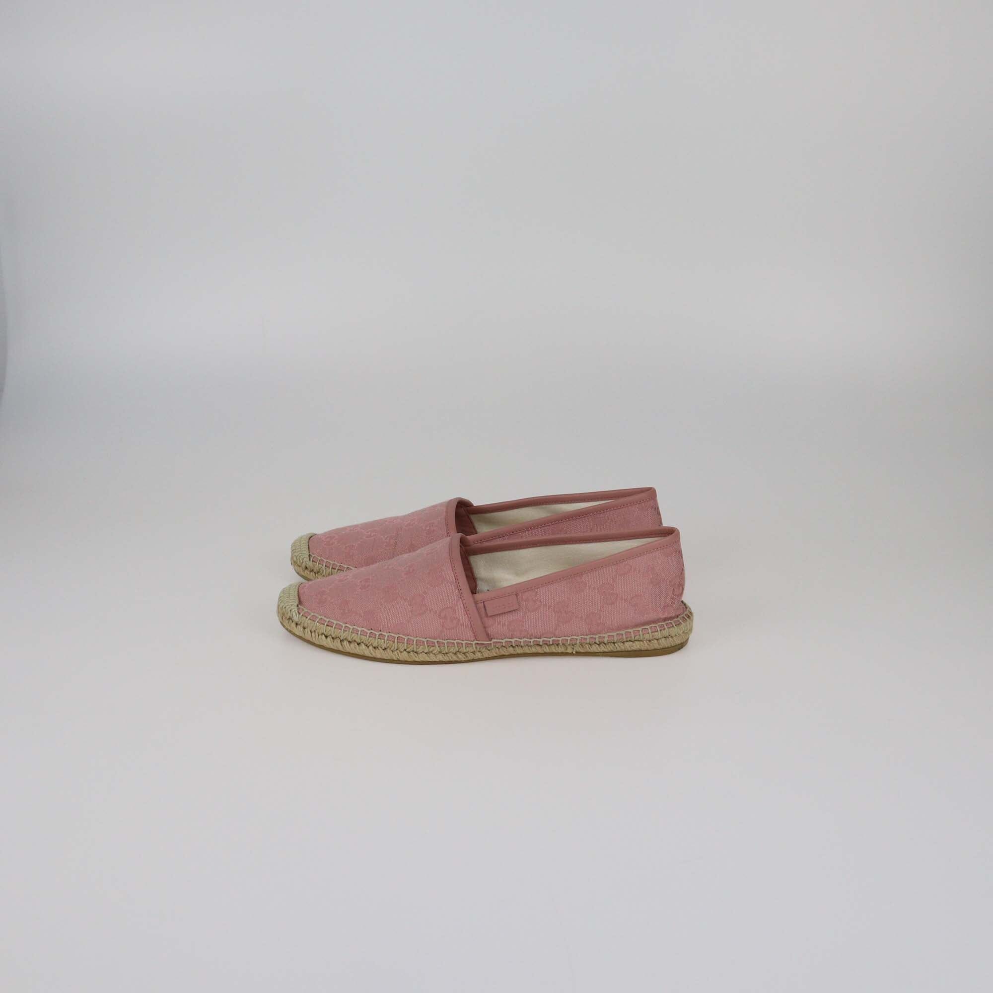 Gucci Pink GG Espadrille Flats Womens Gucci