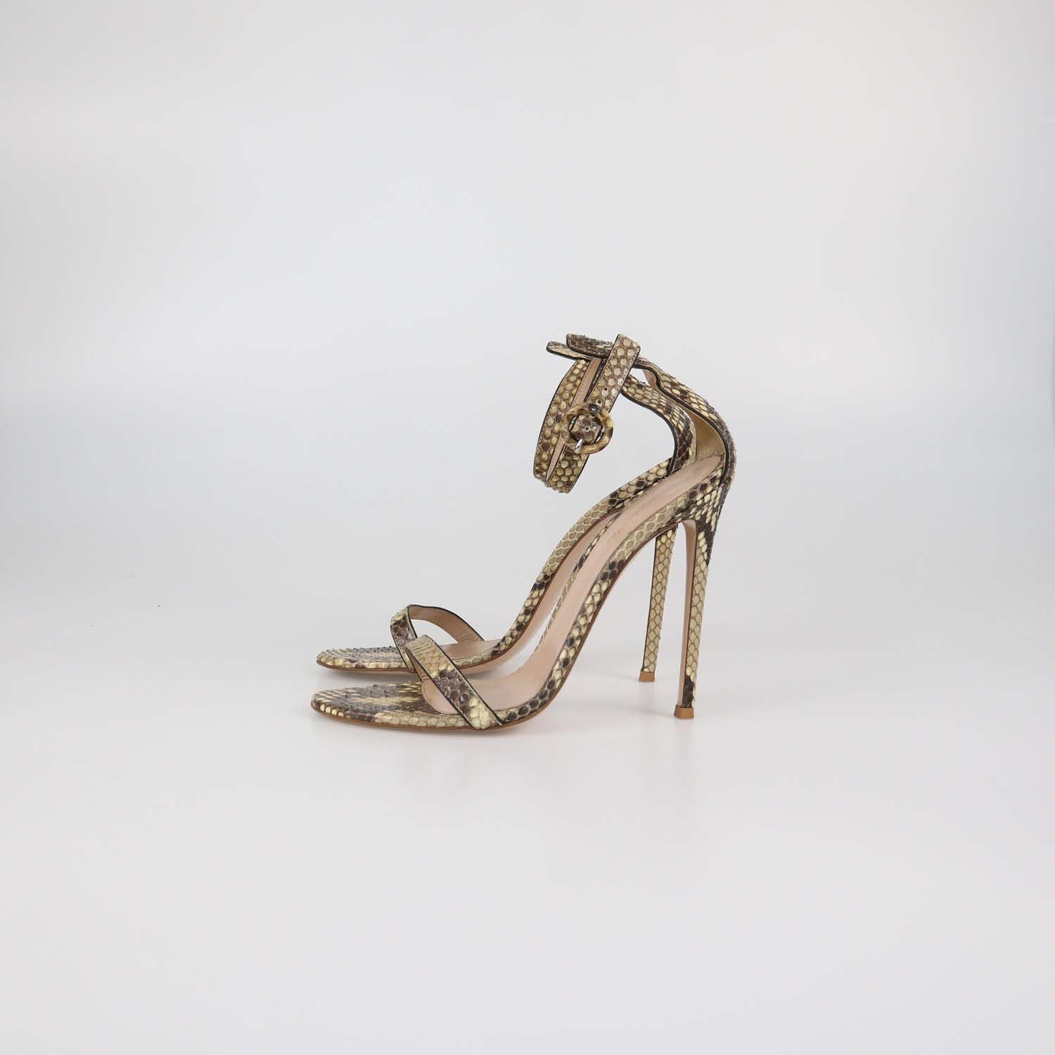 Gianvito Rossi Beige Python Ankle Strap Sandals