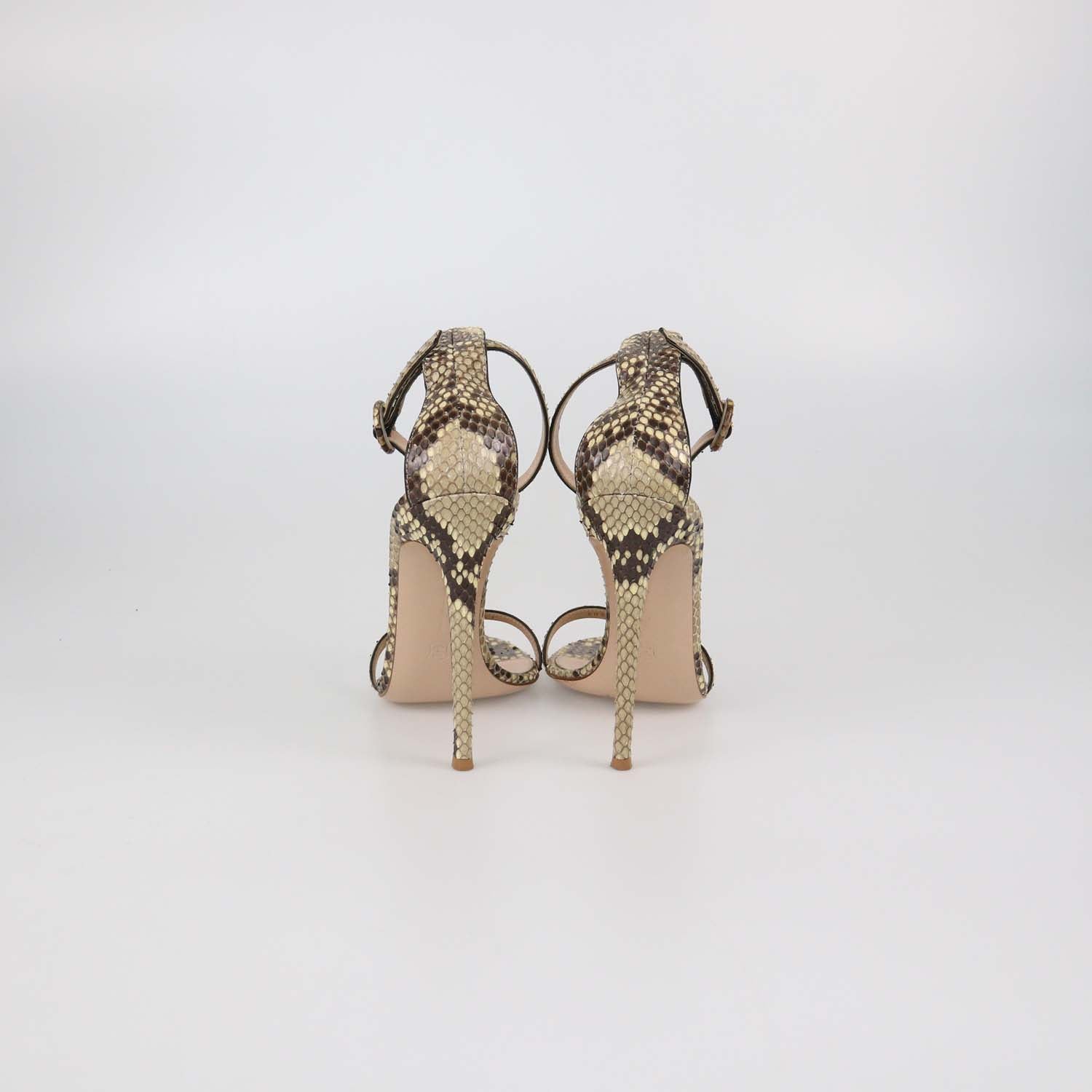 Gianvito Rossi Beige Python Ankle Strap Sandals
