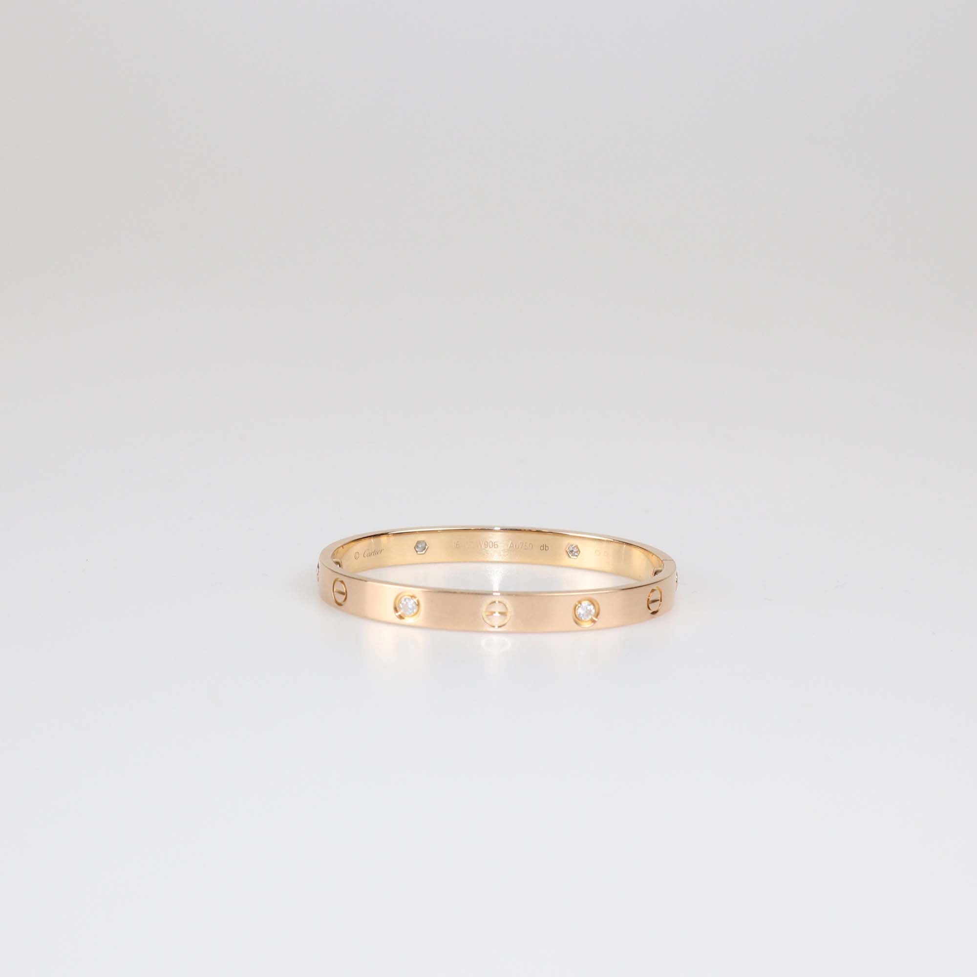 Cartier Love 18K Rose Gold Diamond Bracelet Size 16