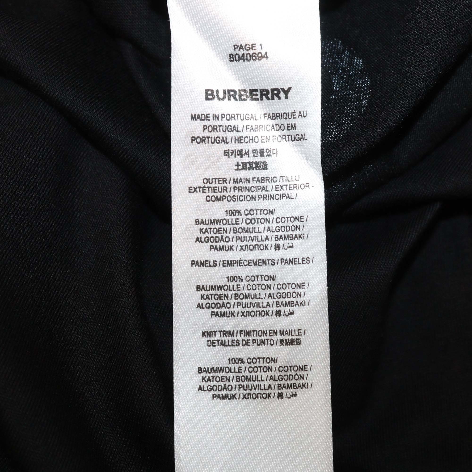 Burberry Black/White Cotton Horseferry Print XL T-Shirt
