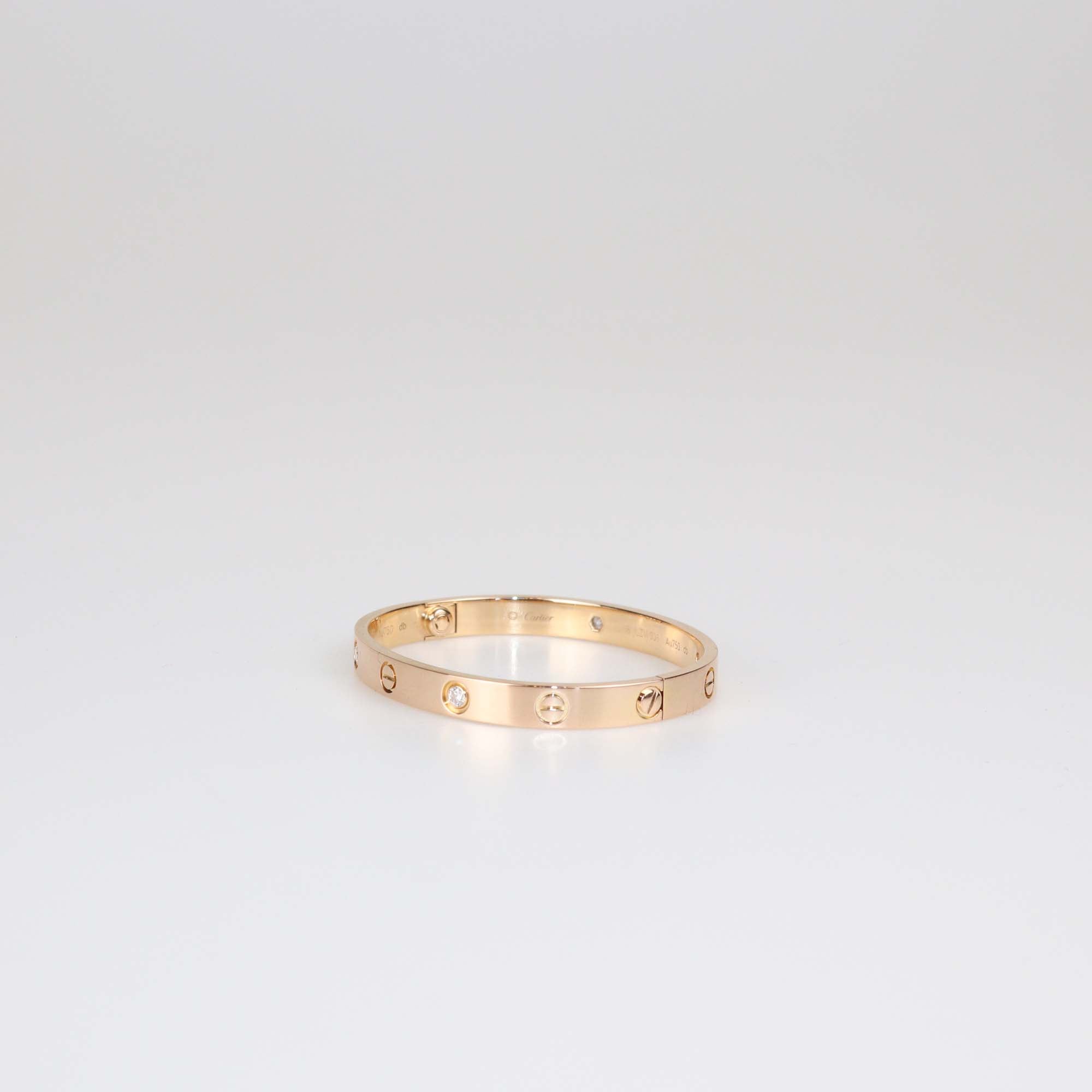 Cartier Love 18K Rose Gold Diamond Bracelet Size 16