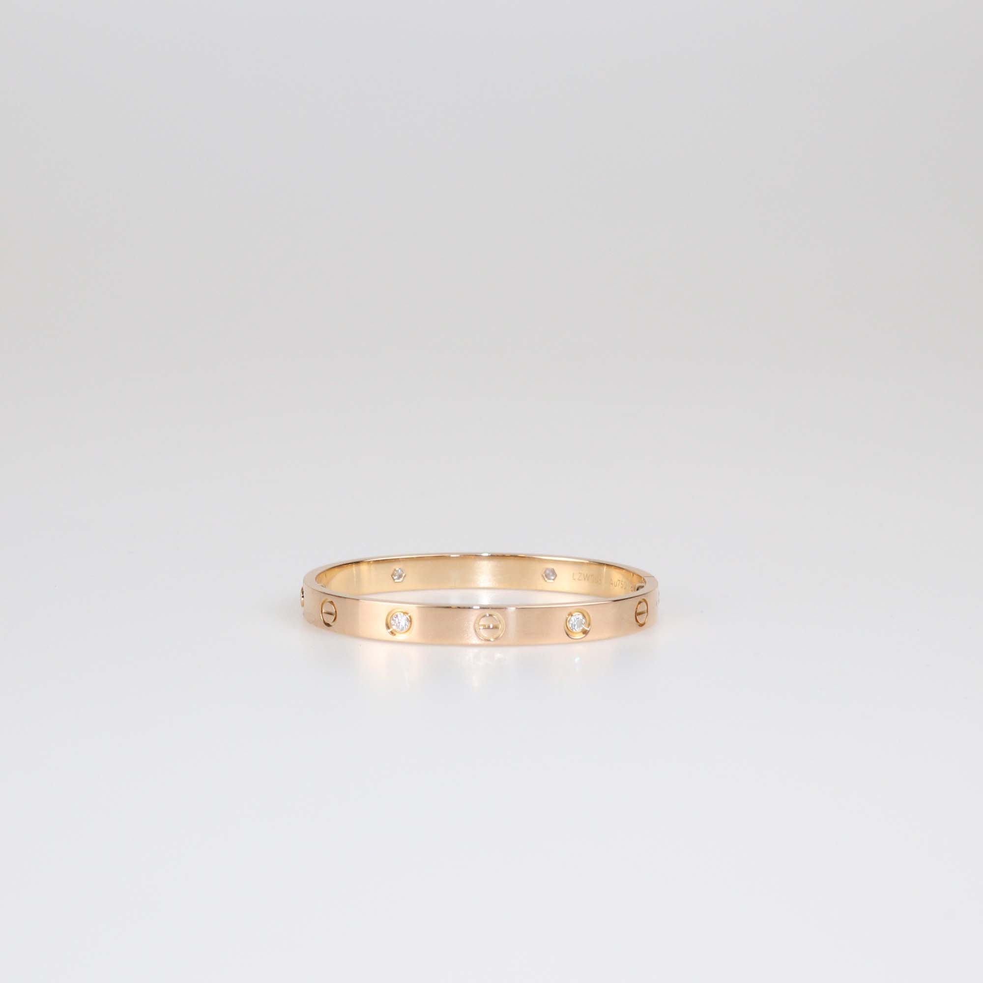 Cartier Love 18K Rose Gold Diamond Bracelet Size 16