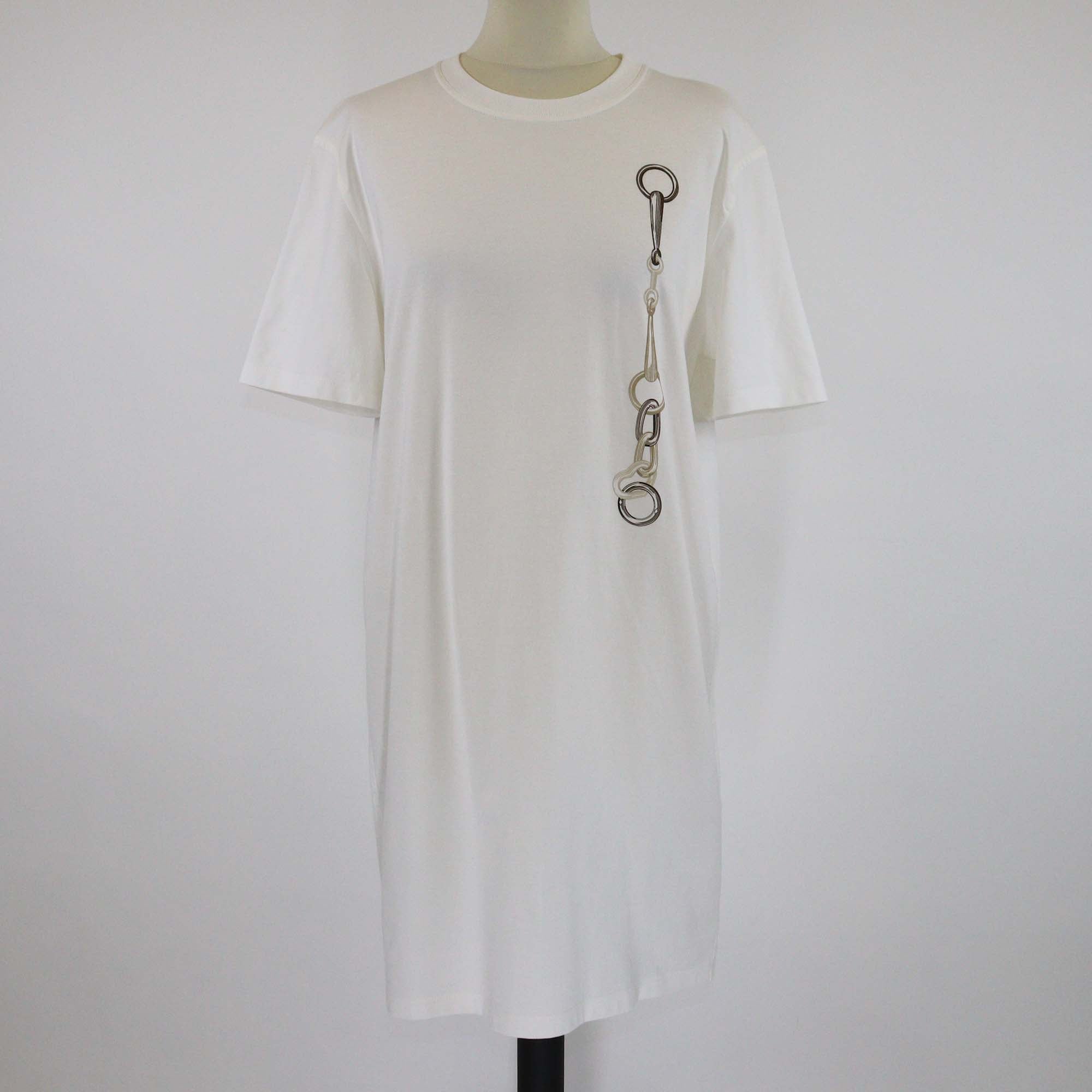 Hermes Blanc Casse Cotton Effet Kaleidoscope T-Shirt Dress