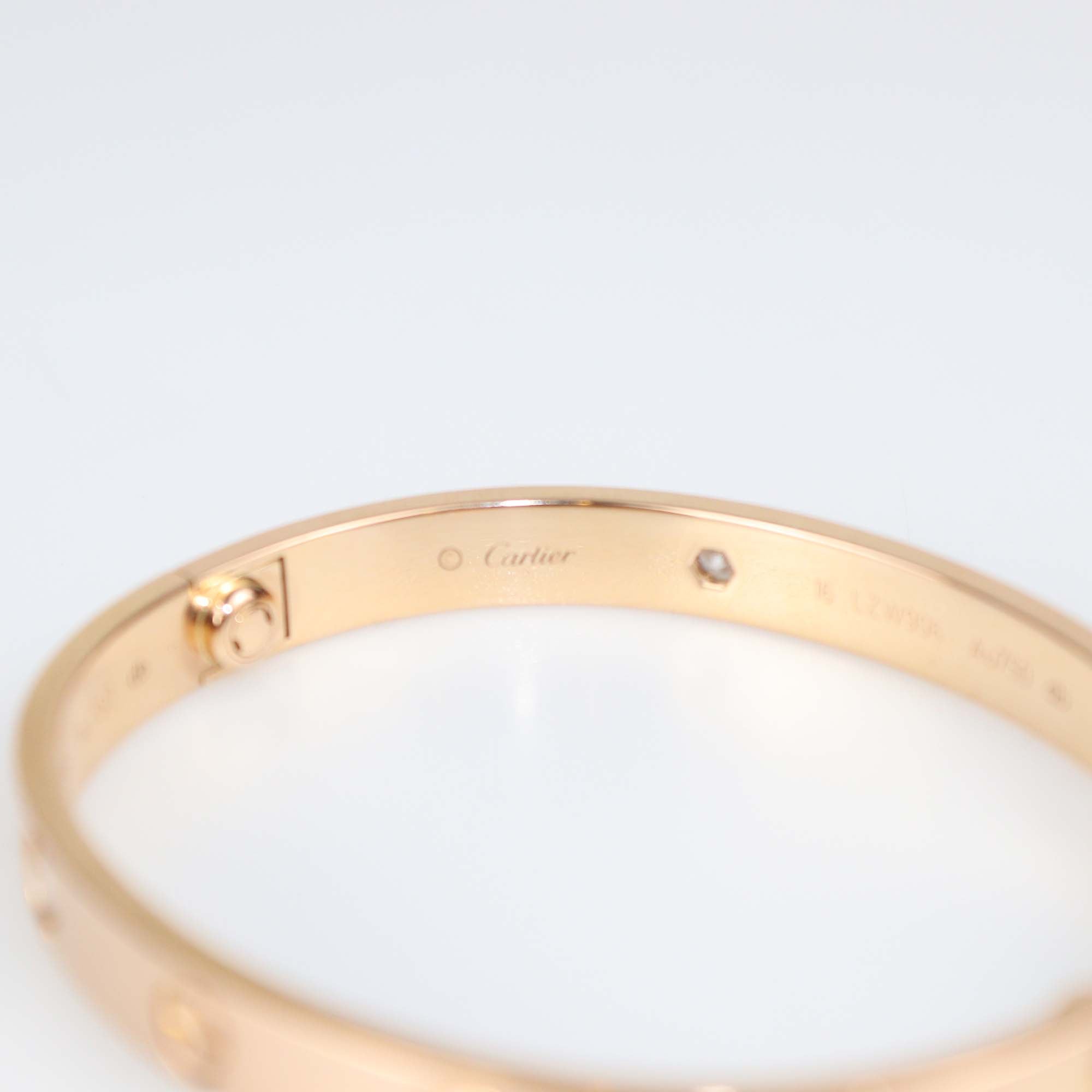 Cartier Love 18K Rose Gold Diamond Bracelet Size 16