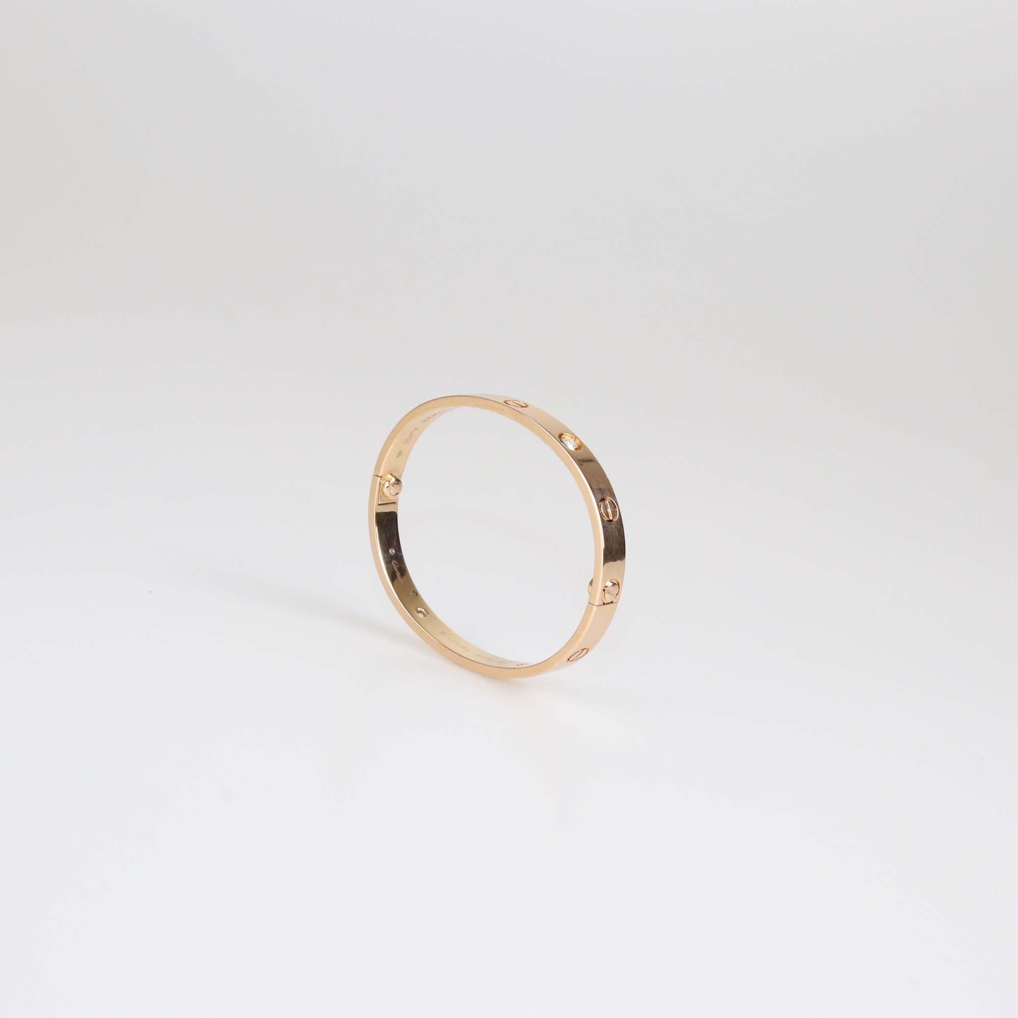 Cartier Love 18K Rose Gold Diamond Bracelet Size 16