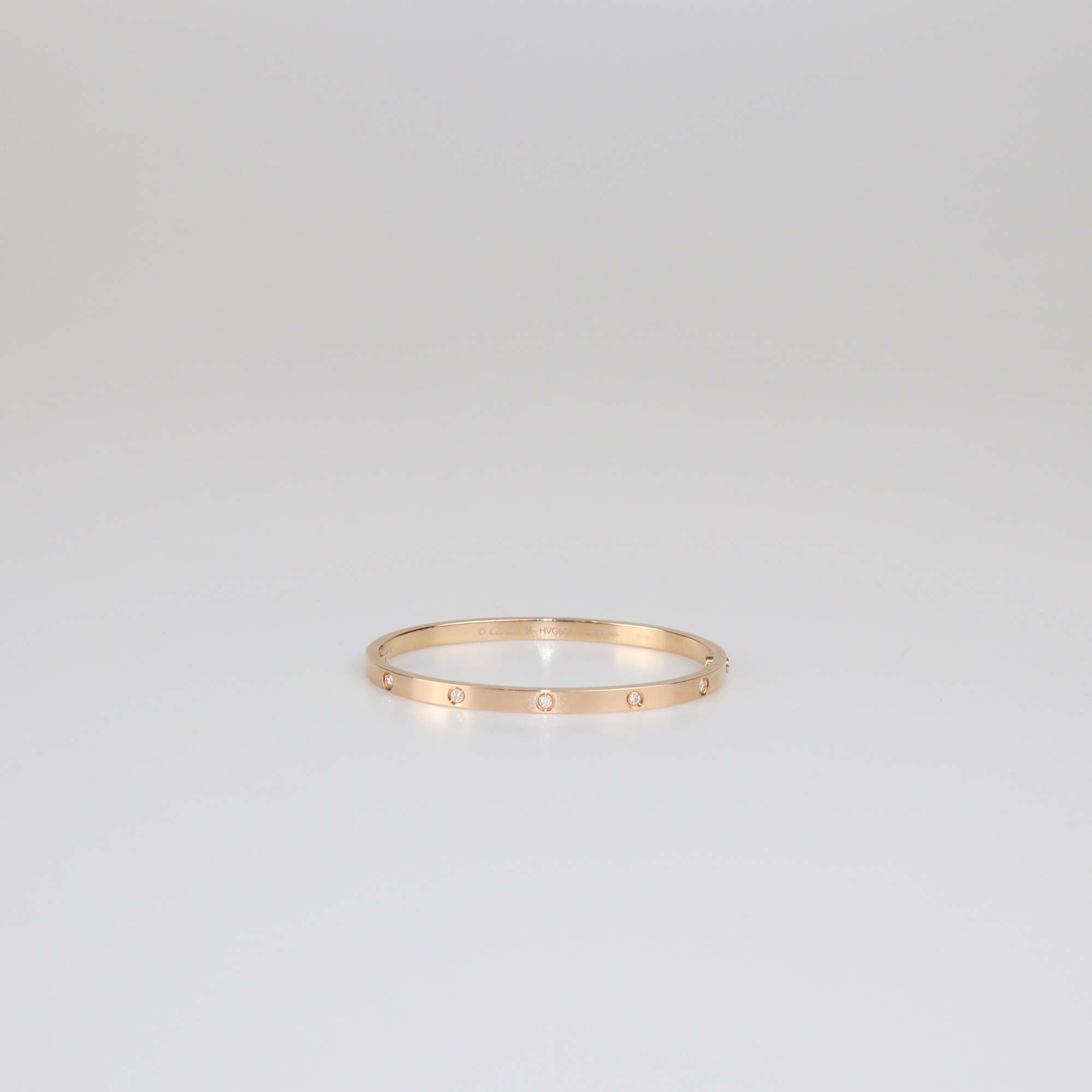 Cartier Love 18K Rose Gold Diamond Small Model Bracelet Size 16