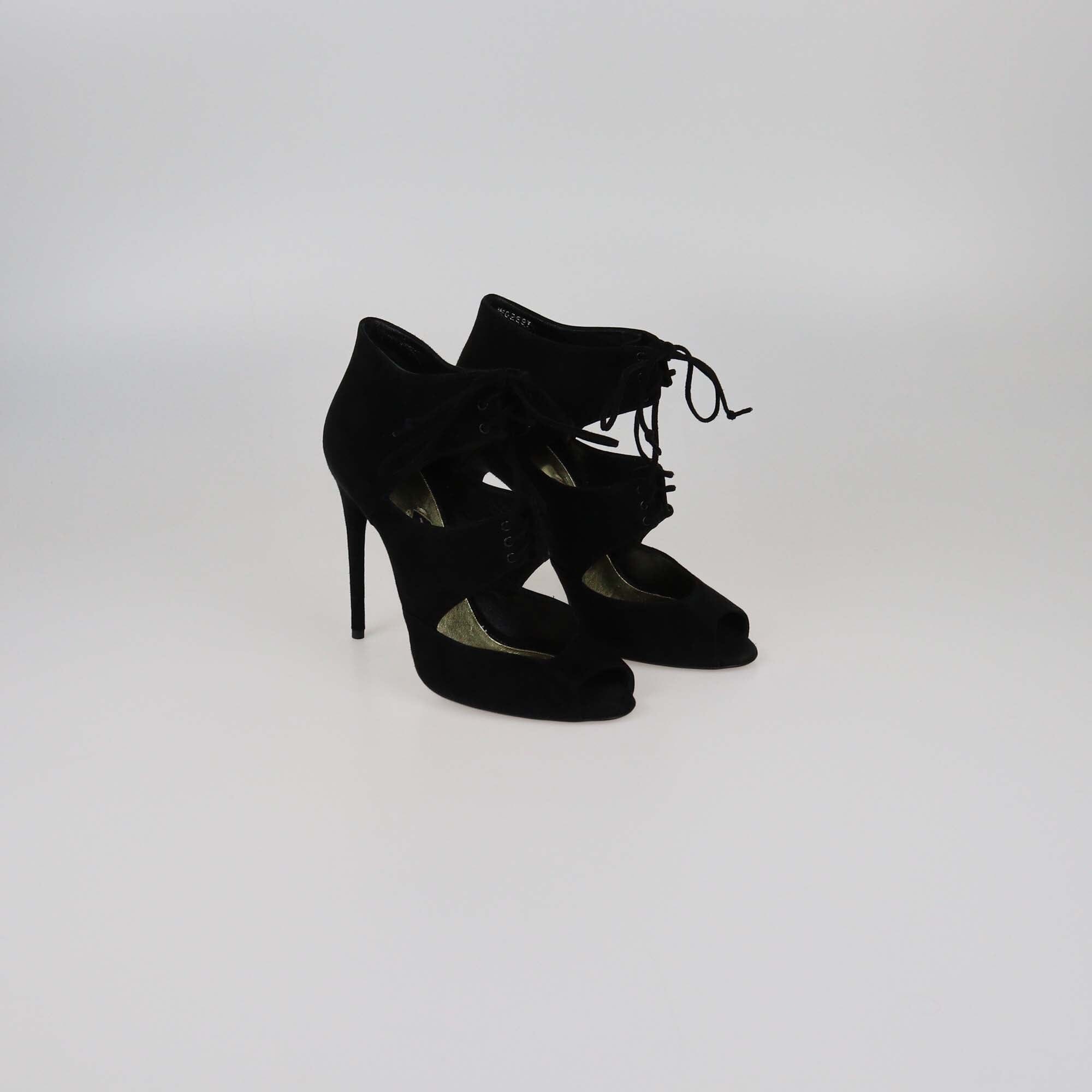 Tom Ford Black Cut Out Peep Toe Ankle Sandals Womens Tom Ford