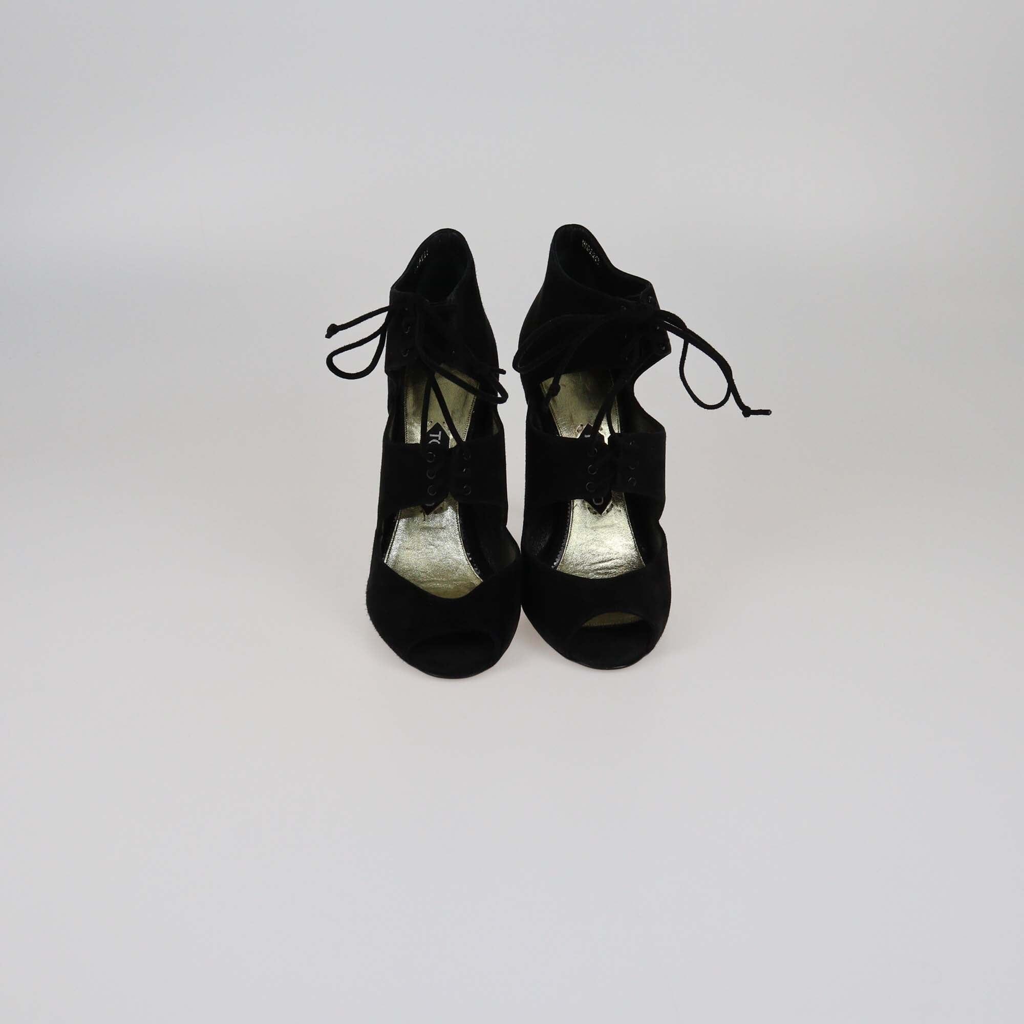 Tom Ford Black Cut Out Peep Toe Ankle Sandals Womens Tom Ford