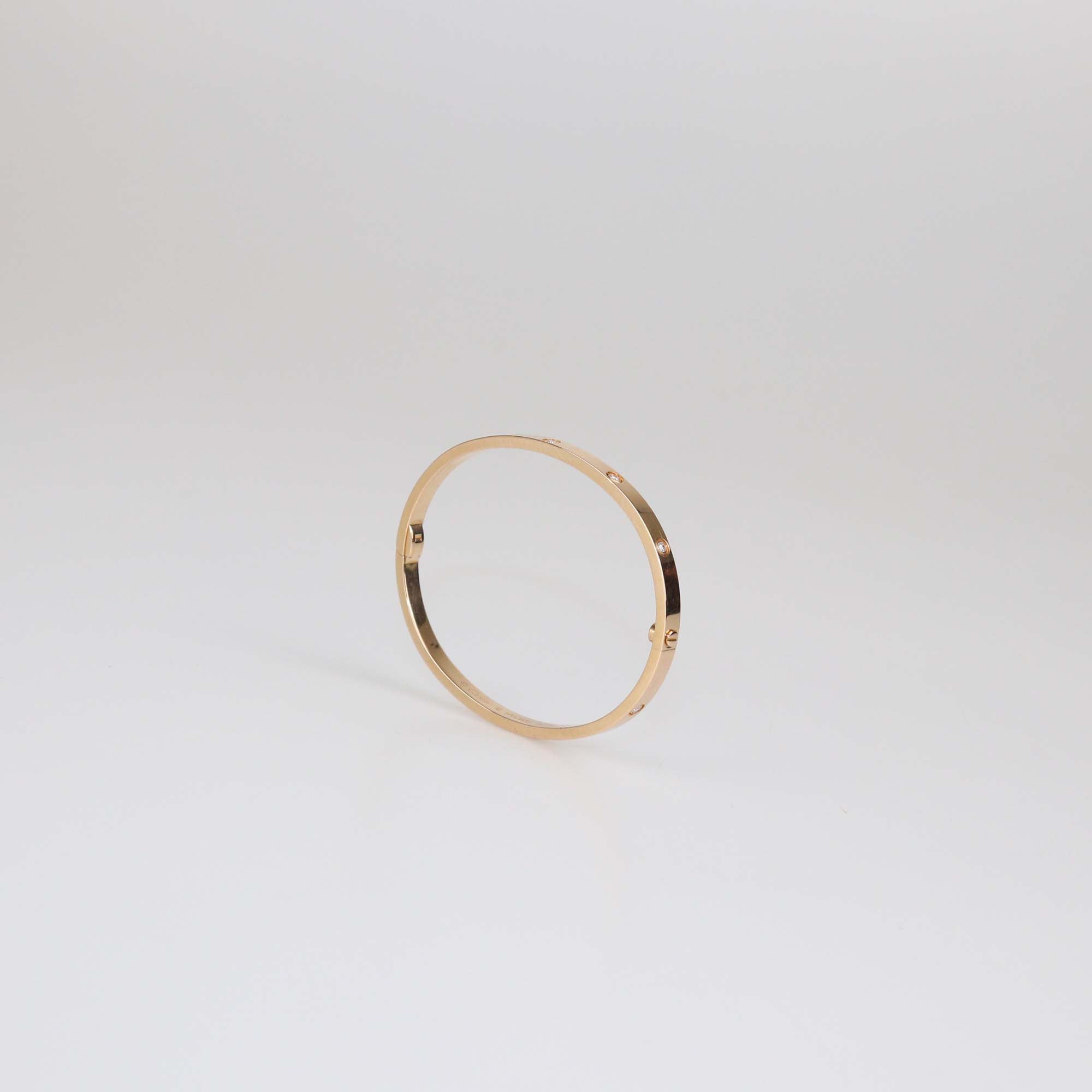 Cartier Love 18K Rose Gold Diamond Small Model Bracelet Size 16