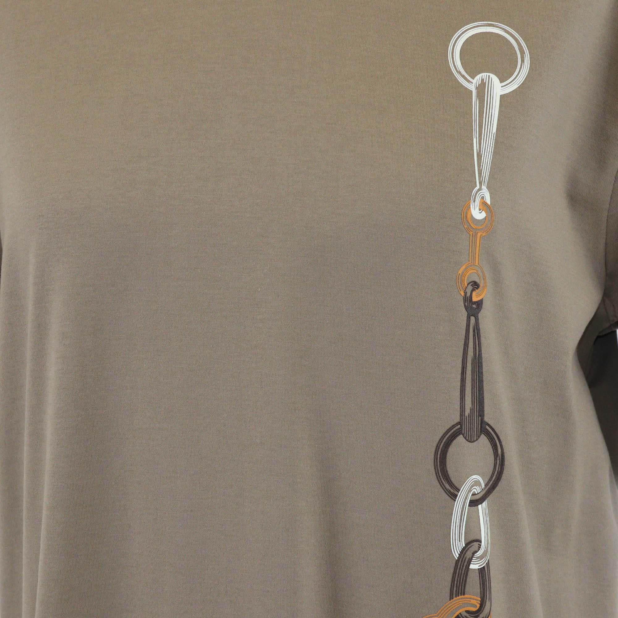 Hermes Gris Etoupe Cotton Effet Kaleidoscope T-Shirt Dress