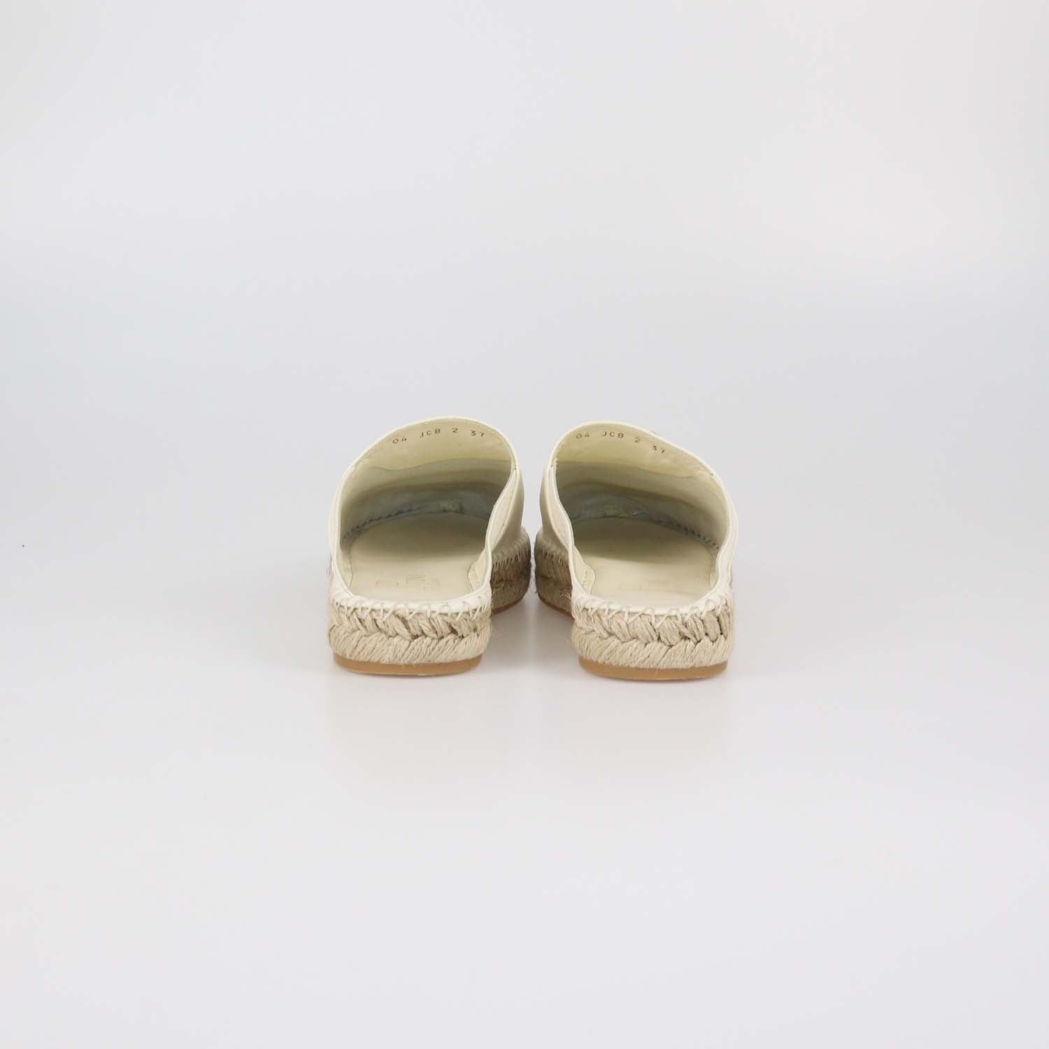 Valentino White Leather VLogo Espadrille Mules