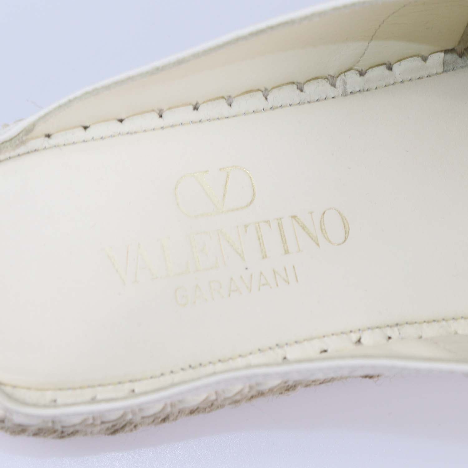 Valentino White Leather VLogo Espadrille Mules