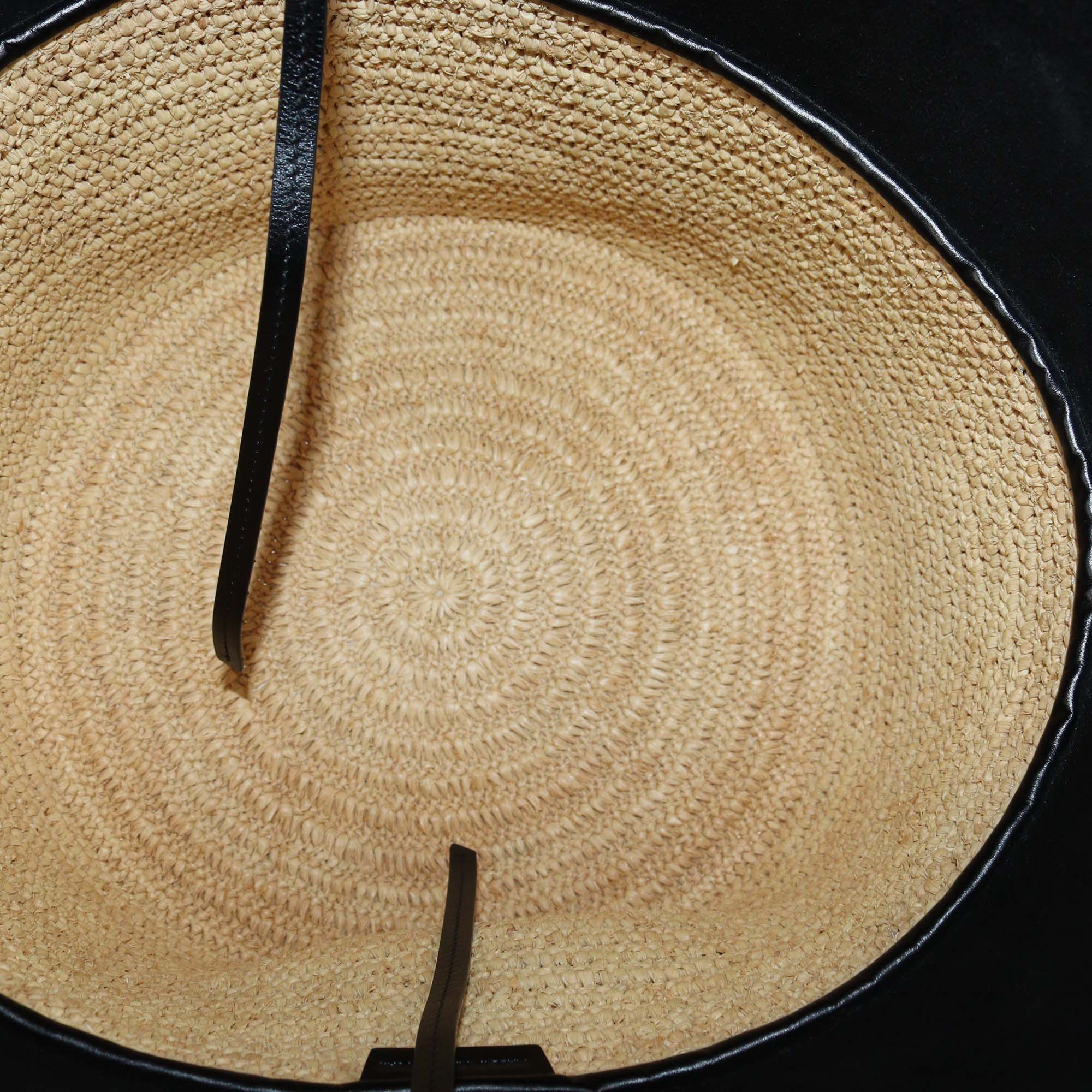 Celine Black/Natural Leather and Raffia Basket Bag